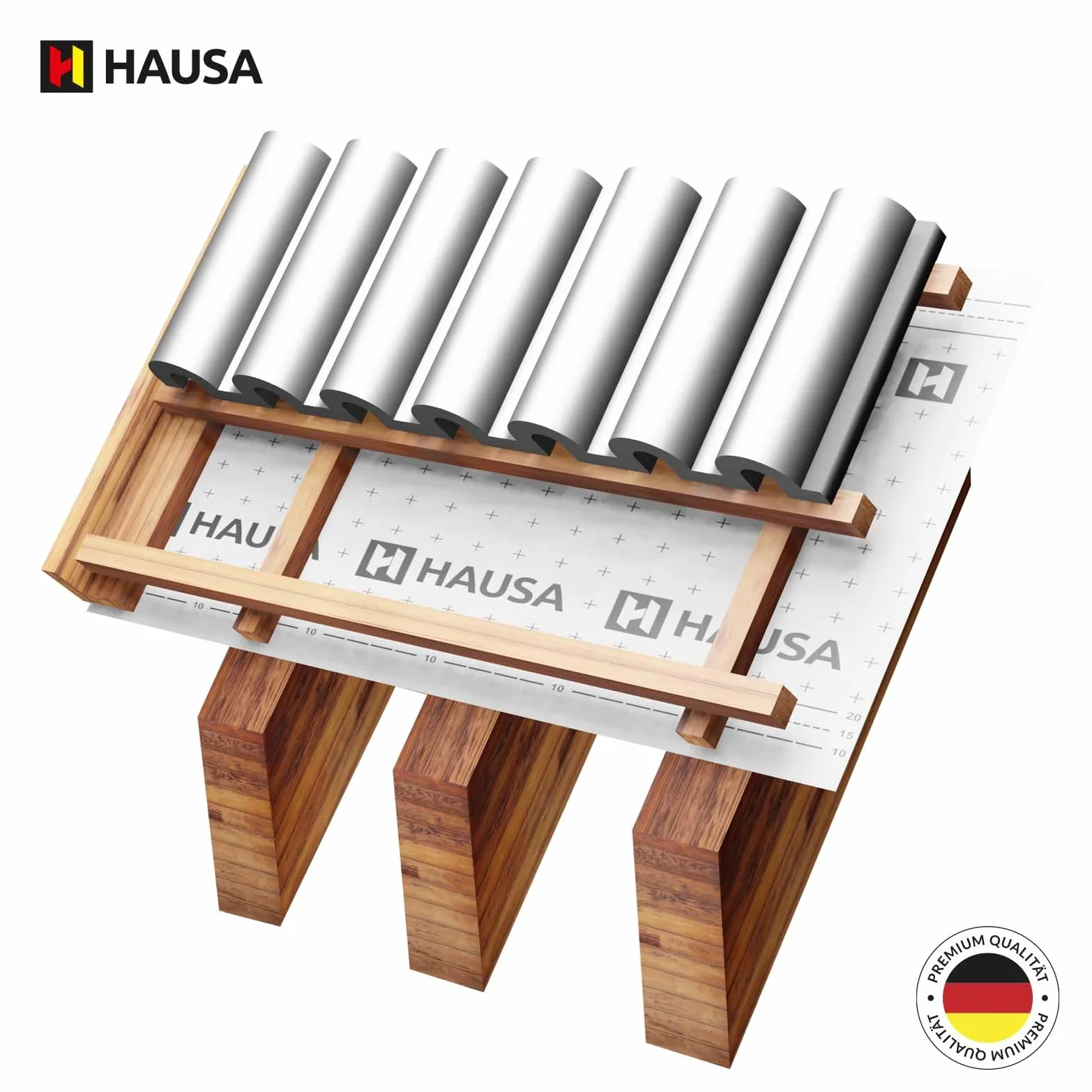 HAUSA Classic HU100SK - Binario flessibile a tre strati, ad alta diffusione, 1,5 m x 50 m (75 m²), 100 g/m², resistente agli strappi, resistente alle intemperie, con strisce autoadesive, impermeabile