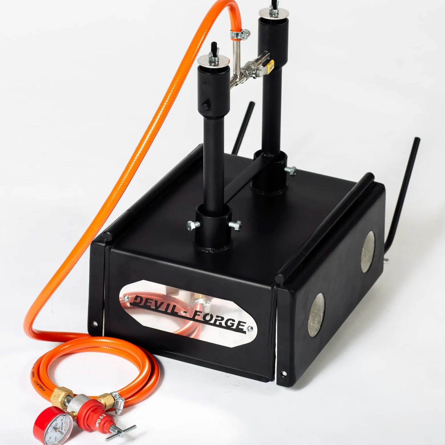DEVIL-FORGE Forgia a Gas Propano DFHS2+2D/5.2" Fucina con 2 Bruciatori DFP (160.000 BTU) uso 1o2, 2Porte, Valvola a Sfera, Fabbricazione di Coltelli, Lavorazione dei Metalli, Fabbro, Maniscalco 1370°C