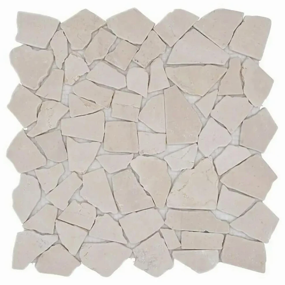 Piastrelle a mosaico in marmo naturale, colore bianco frantumato, MOS44-0104_f