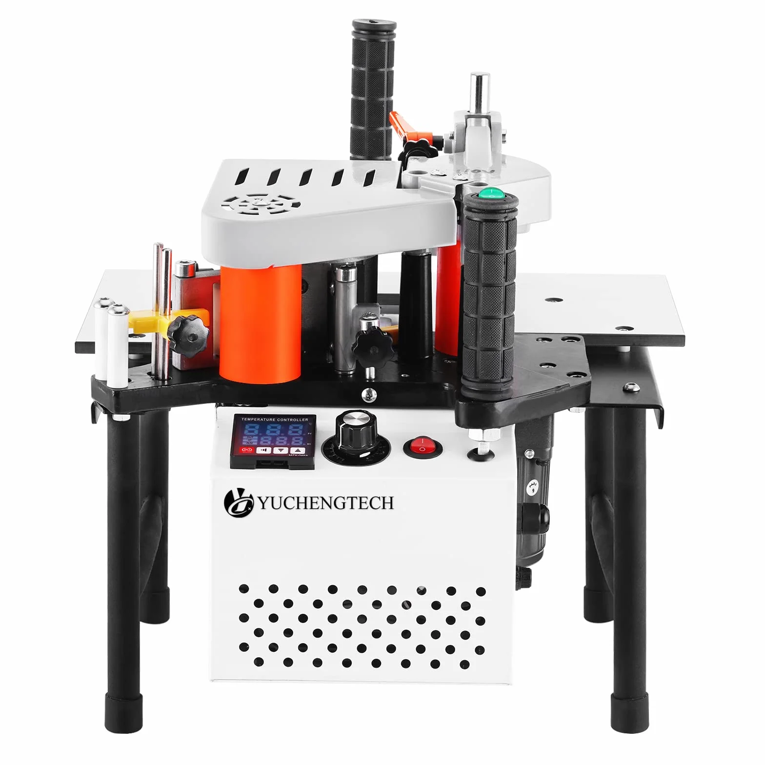 YUCHENGTECH Bordatrice per Legno Bordatrice Portatile con 2-6m/min Controllo della Velocità Incollaggio su Entrambi i lati Larghezza 10-50 mm Spessore 0,3-3 mm per bordatura in ABS/PVC 220V