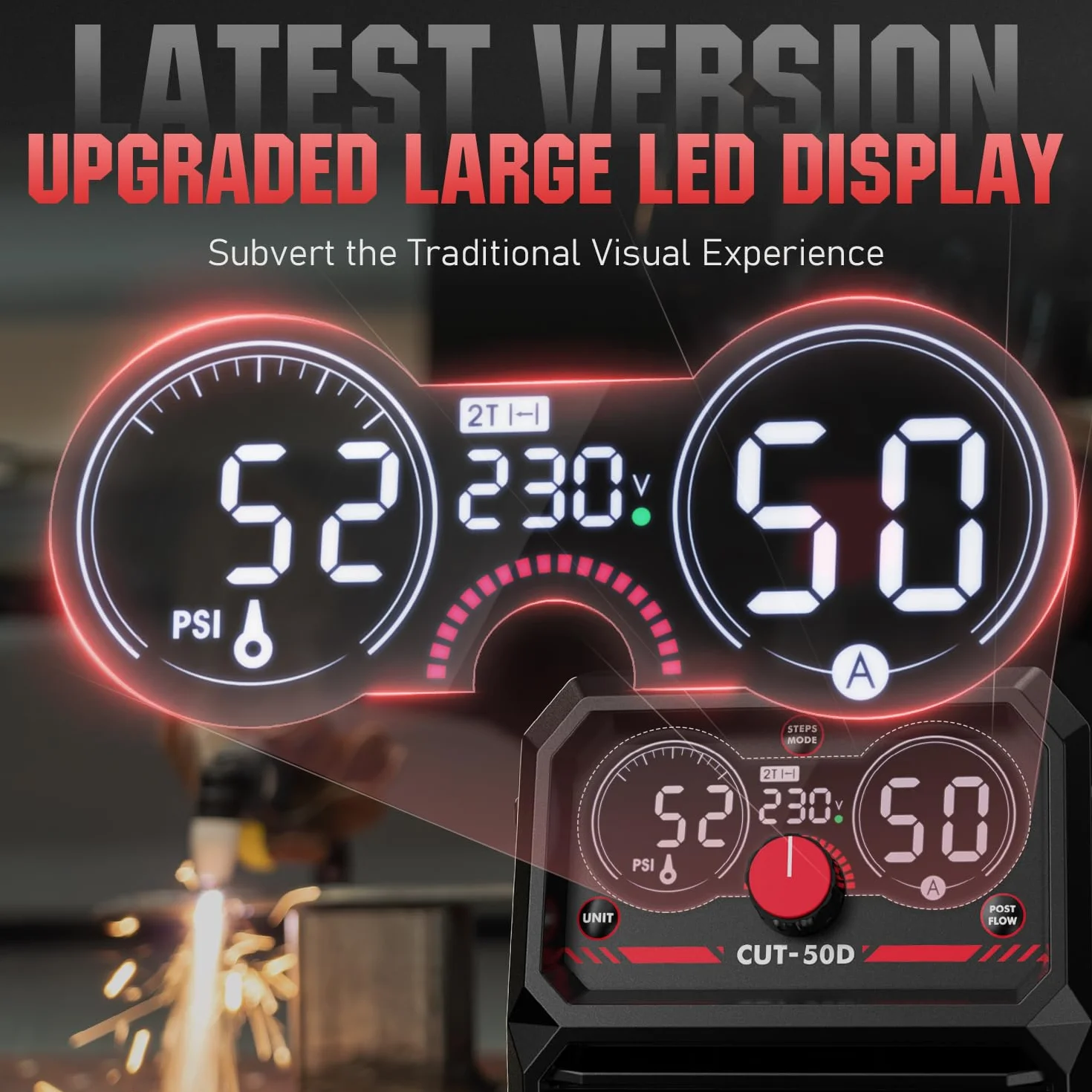 YESWELDER 50Amp Taglierina al Plasma HF, Non Arco Pilota, Grande Display Digitale a LED, Spessore Massimo di Taglio 20mm, 230V Macchina da Taglio al Plasma
