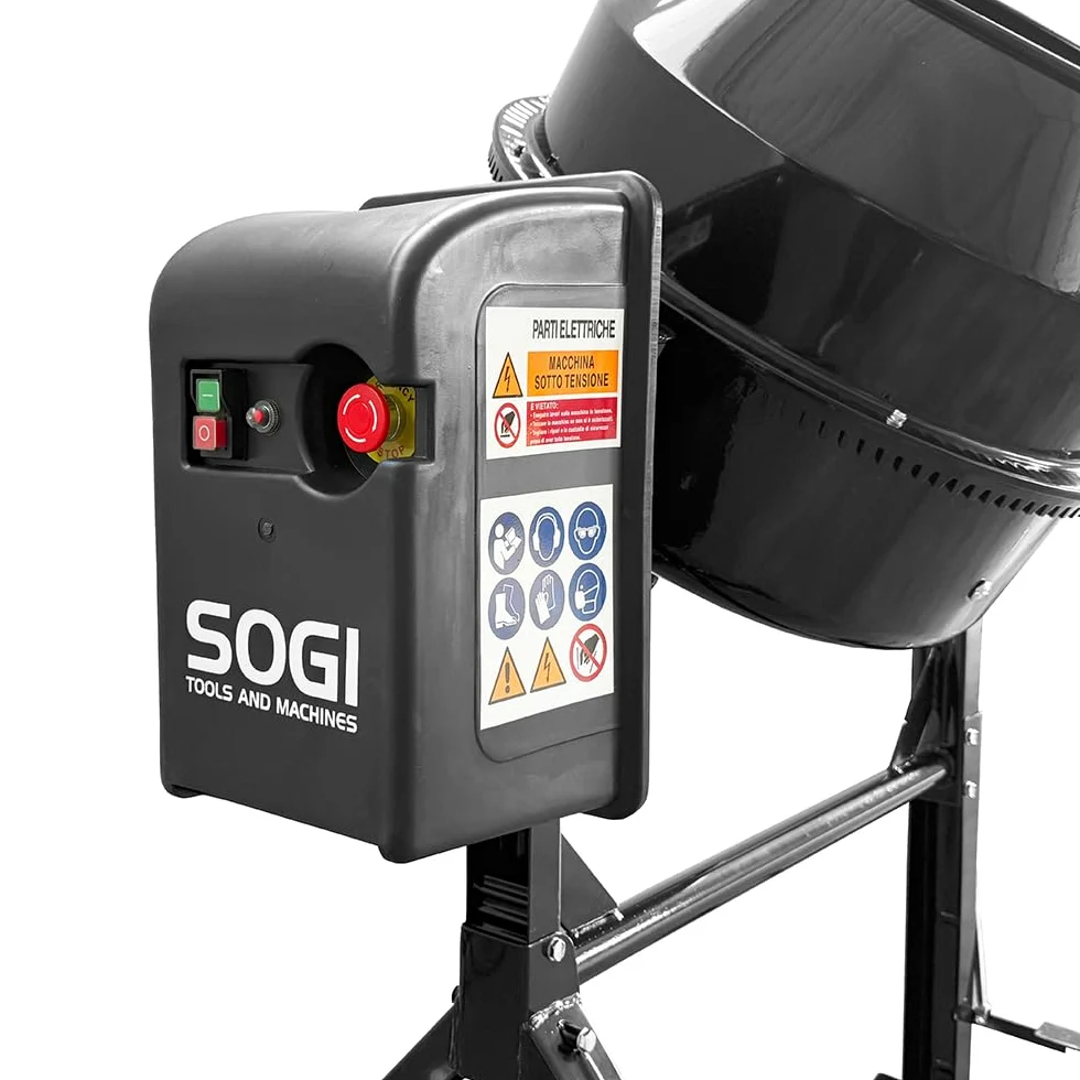 SOGI BEM-120 Betoniera elettrica a bicchiere - capacità 120 L - motore 550 W - per calcestruzzo, malta e intonaco - nera