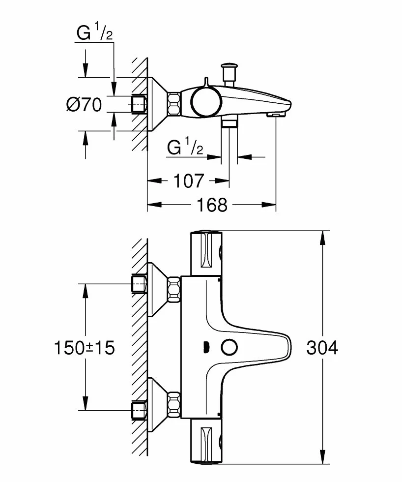 Grohe Miscelatore Termostatico per Vasca-Doccia Grohtherm 800, Cromo, 34567000