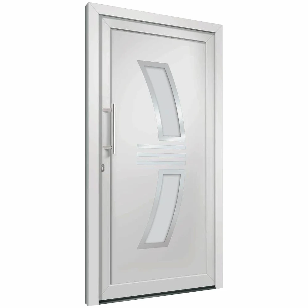Gecheer Porta di Ingresso in PVC, Portoncino Esterno Blindato per Negozio, Balcone, Casa - Bianca 108x200 cm