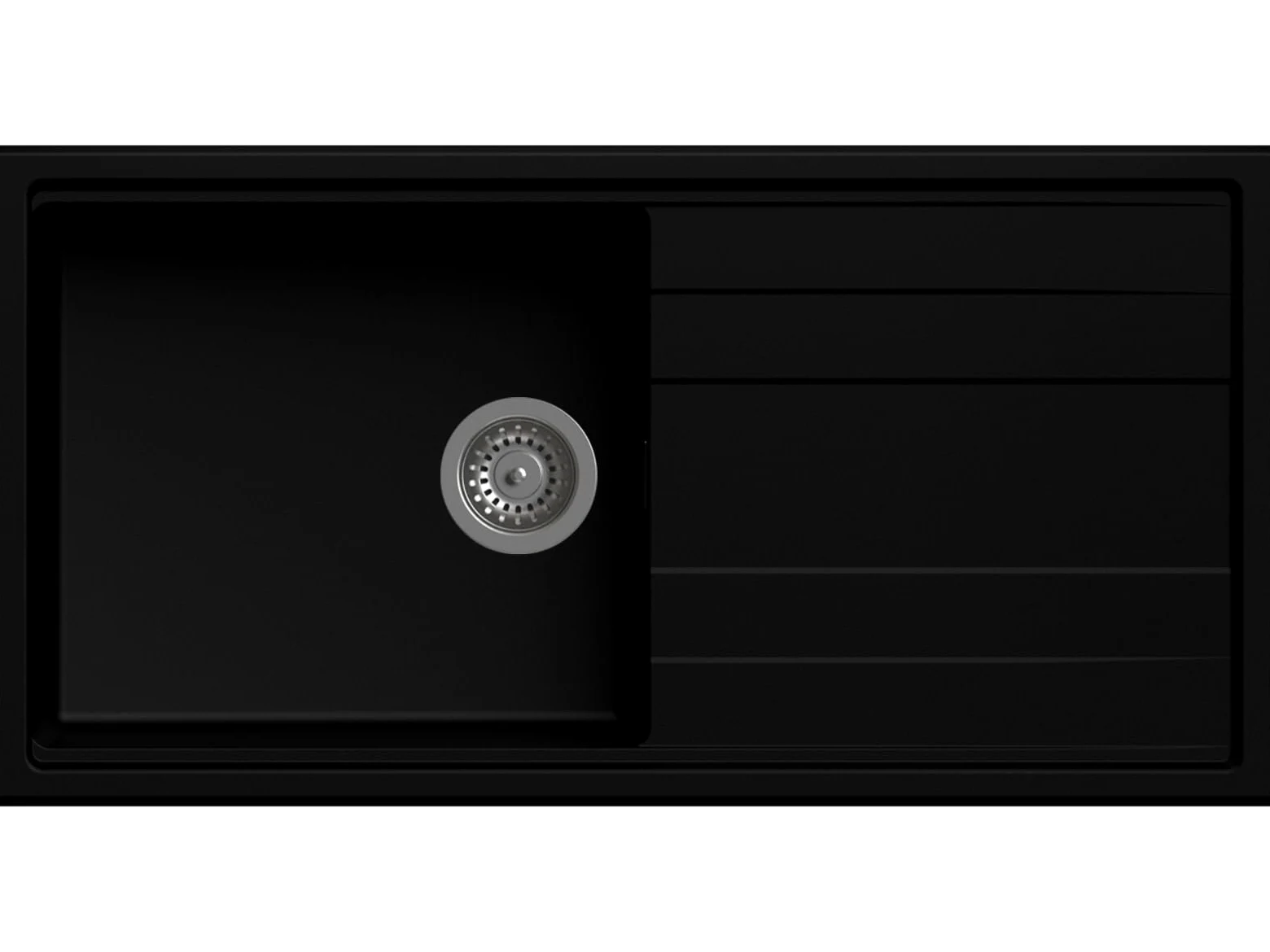 Lavello cucina Orlando nero lava 1 vasca con gocciolatoio 100 x 51 cm Made in Italy