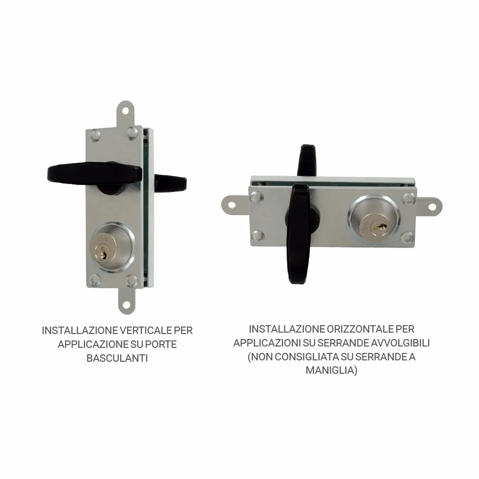 Viro | Serrature per Porte Basculanti e Serrande, Corazzata, con Coppia di Maniglie, Interasse 70 mm
