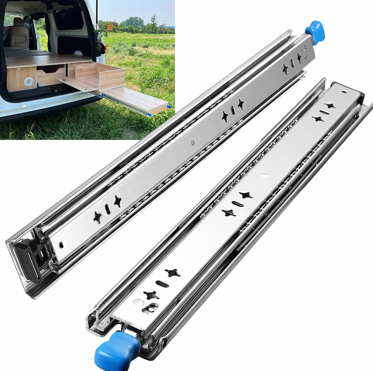 Guide per Cassetti Pesanti con serratura 950mm Guide per Cassetti Estrazione Totale Cursori a Sfera Carico Massimo 120KG Guide per Cassetti Montaggio Laterale 1 Paio