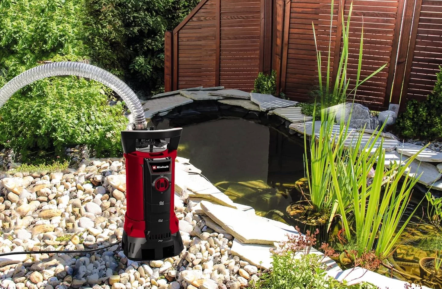 Einhell GE-DP 6935 A ECO Pompa a immersione acque scure(690 W, portata max. 17500 L/h, prevalenza 9 m, immersione max 8 m, corpi estranei fino a 35 mm, Aquasensor, incl. attacco universale)