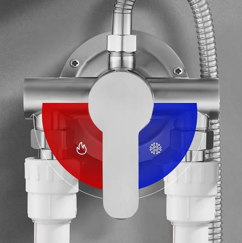 Miscelatore monocomando per doccia, miscelatore per doccia a parete, rubinetto doccia in acciaio inox, valvola di controllo dell'acqua fredda e calda