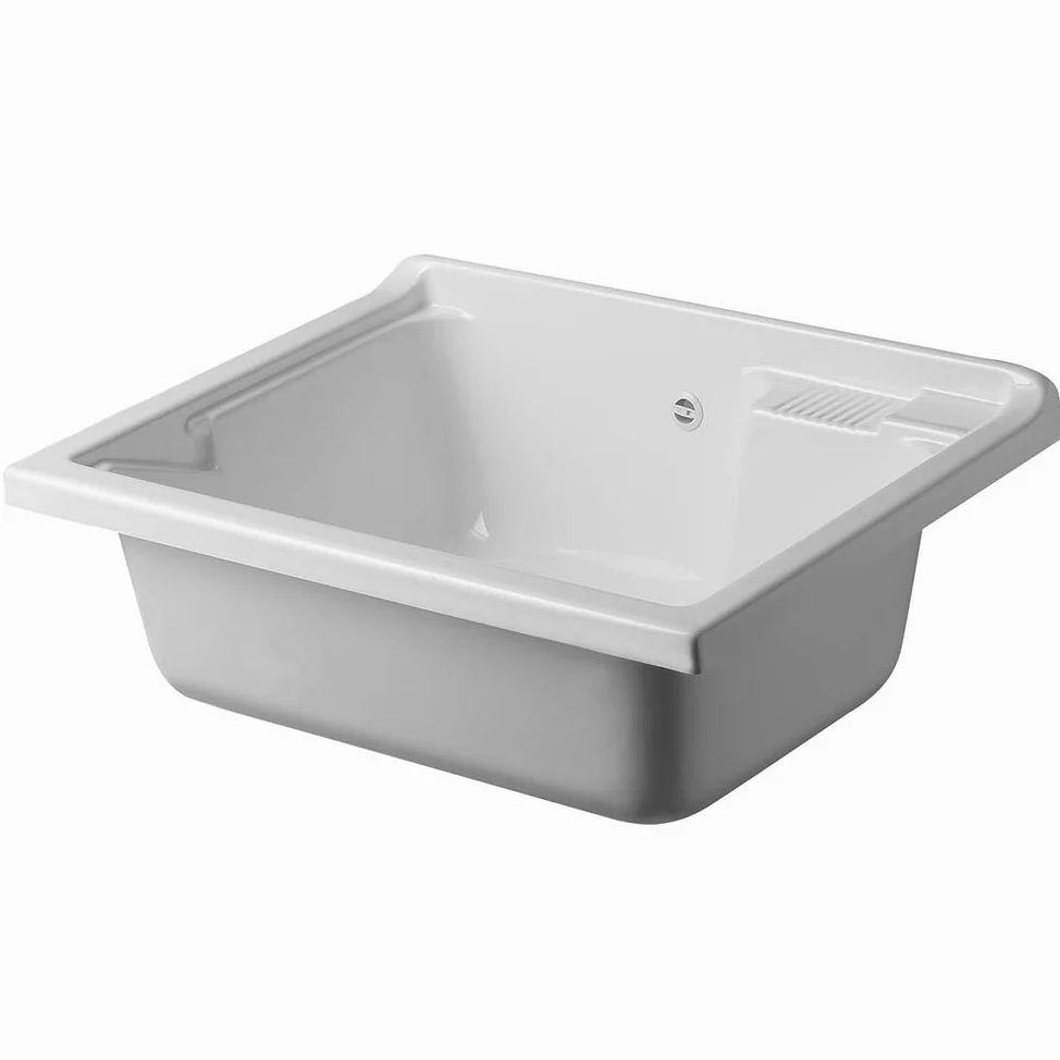 Inbagno Vasca lavatoio Lavanderia, 75x60 cm, in termoformatura Bianco, Ideale per Esterno
