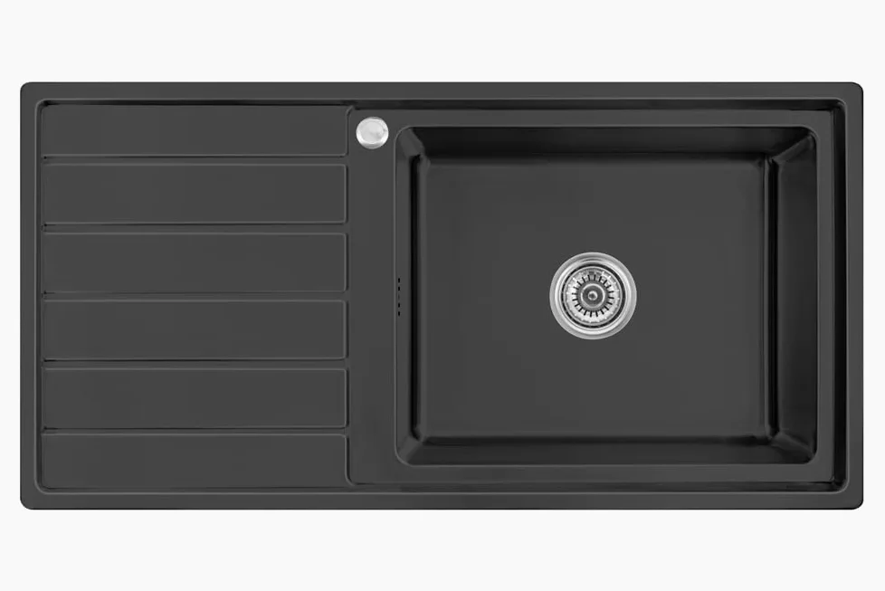 100 x 50 x 21 lavello da incasso con grande vasca, 50 x 40 cm, lavello da cucina in acciaio inox 304, spessore 0,9 mm, lavello da cucina, angolare, 1 vasca, scolapiatti R20 (scolapiatti