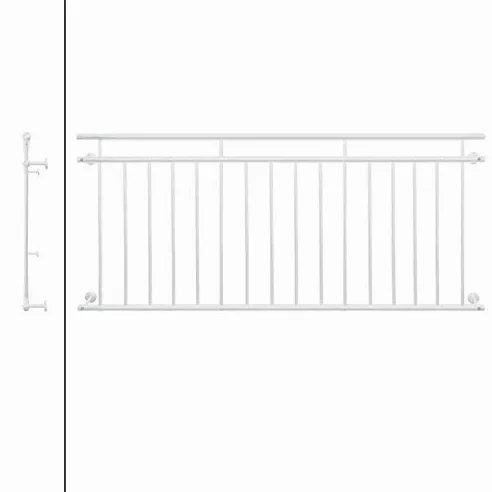 ECD Germany Ringhiera Balcone Francese 90 x 225 cm Bianco Opaco in Acciaio Verniciato a Polvere Supporto Protezione Finestre Griglia Parapetto Balaustra Inferriata a Sbarre 225x90 Recinzione Terrazza