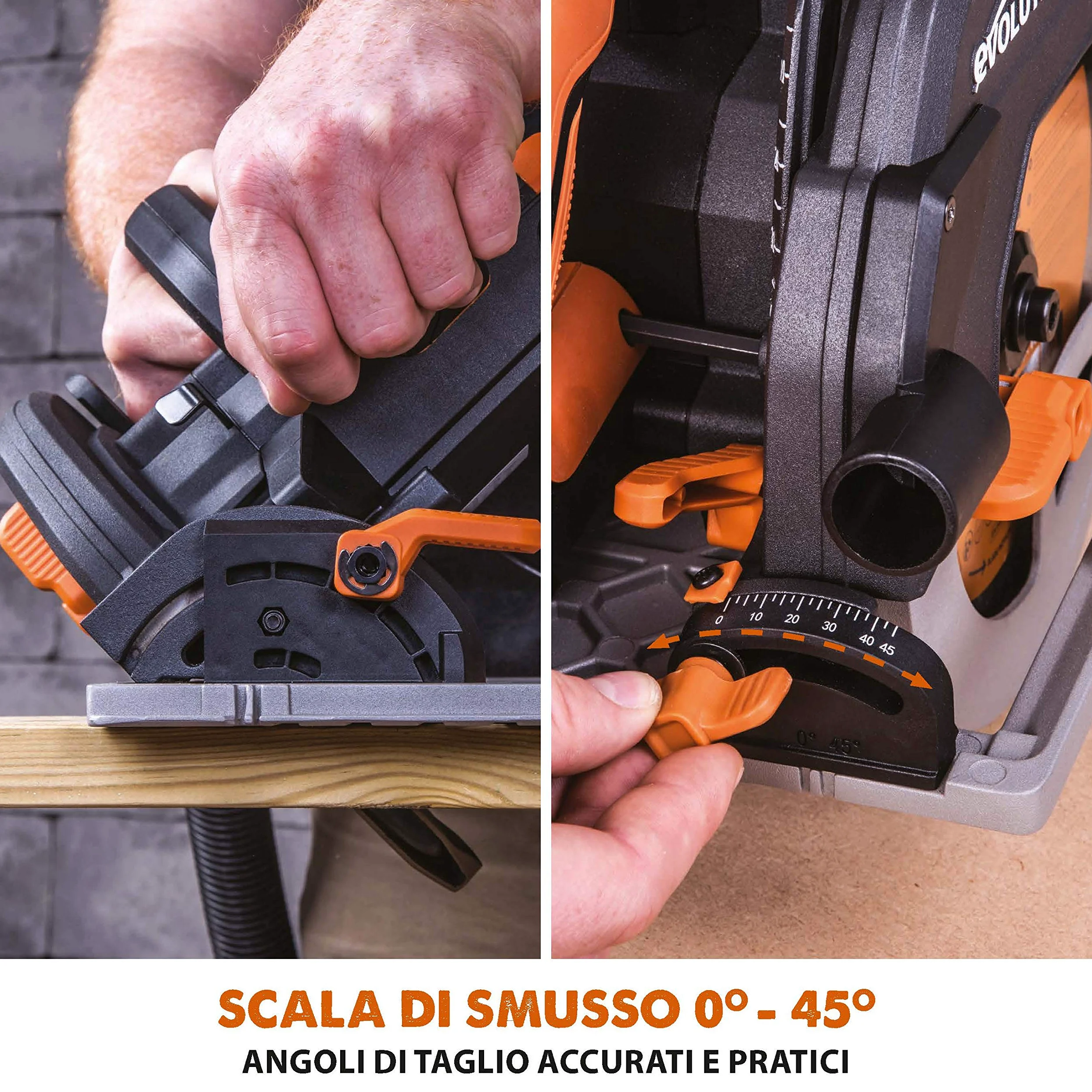 Evolution Power Tools - R185CCSX Sega Circolare Multi-Materiale 185 mm Compatibile con Binario Guida (Pacchetto Abbinato con Binario da 1020 mm Incluso), 230 V