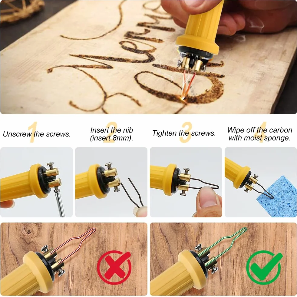 Macchina per Pirografia, Luriseminger 60W Pirografo per Legno Professionale Digitale Temperatura Regolabile 0-700 ℃ Pirografia Legna 2 Penne 30 Teste di Penna per Legno, Pelle, Zucca