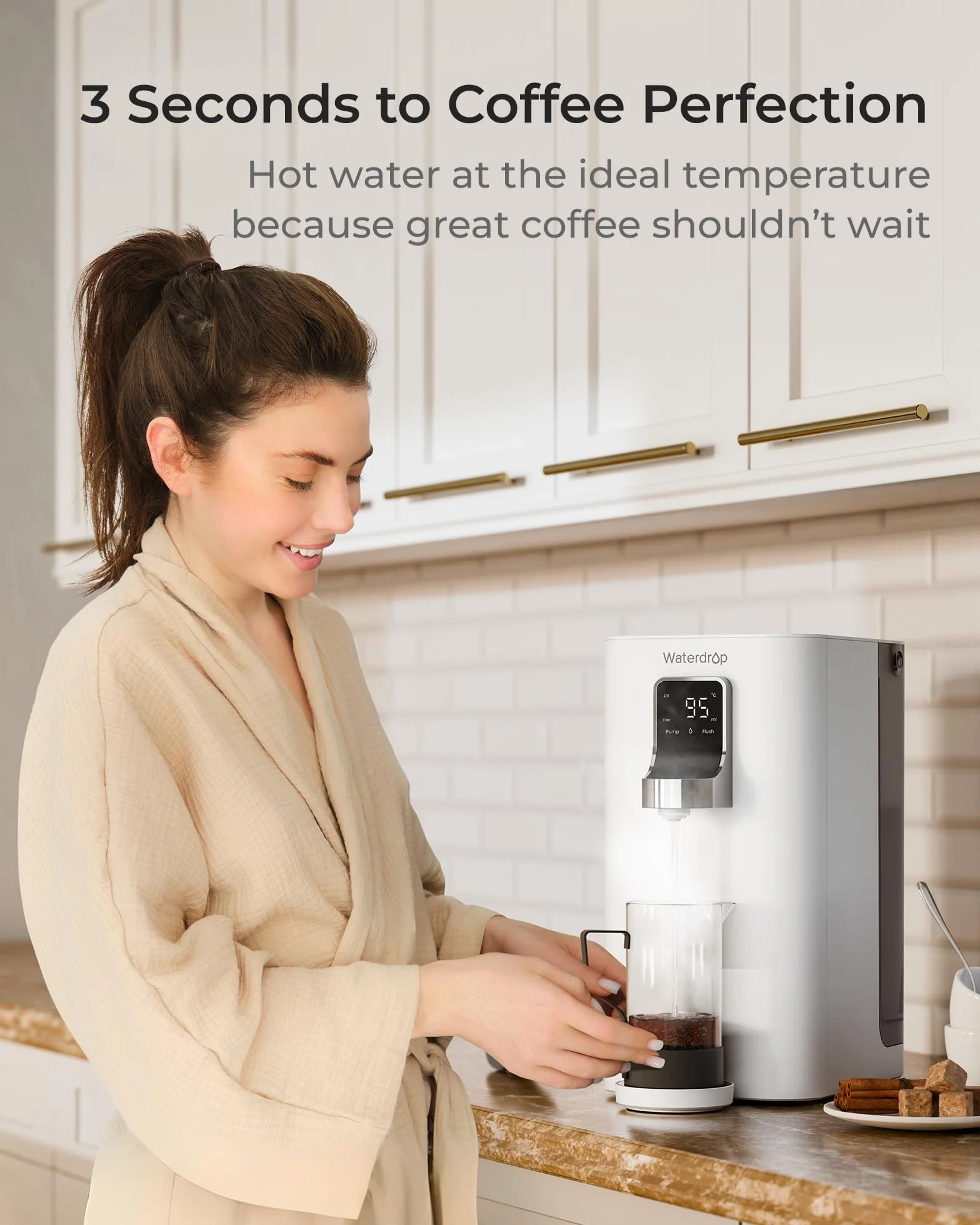 Waterdrop K19-H Riscaldatore Istantaneo con Osmosi Inversa, Distributore Acqua da Tavolo Senza Allacciamento, Riduzione TDS, 4 Livelli Temperatura, Acqua Senza Calcare