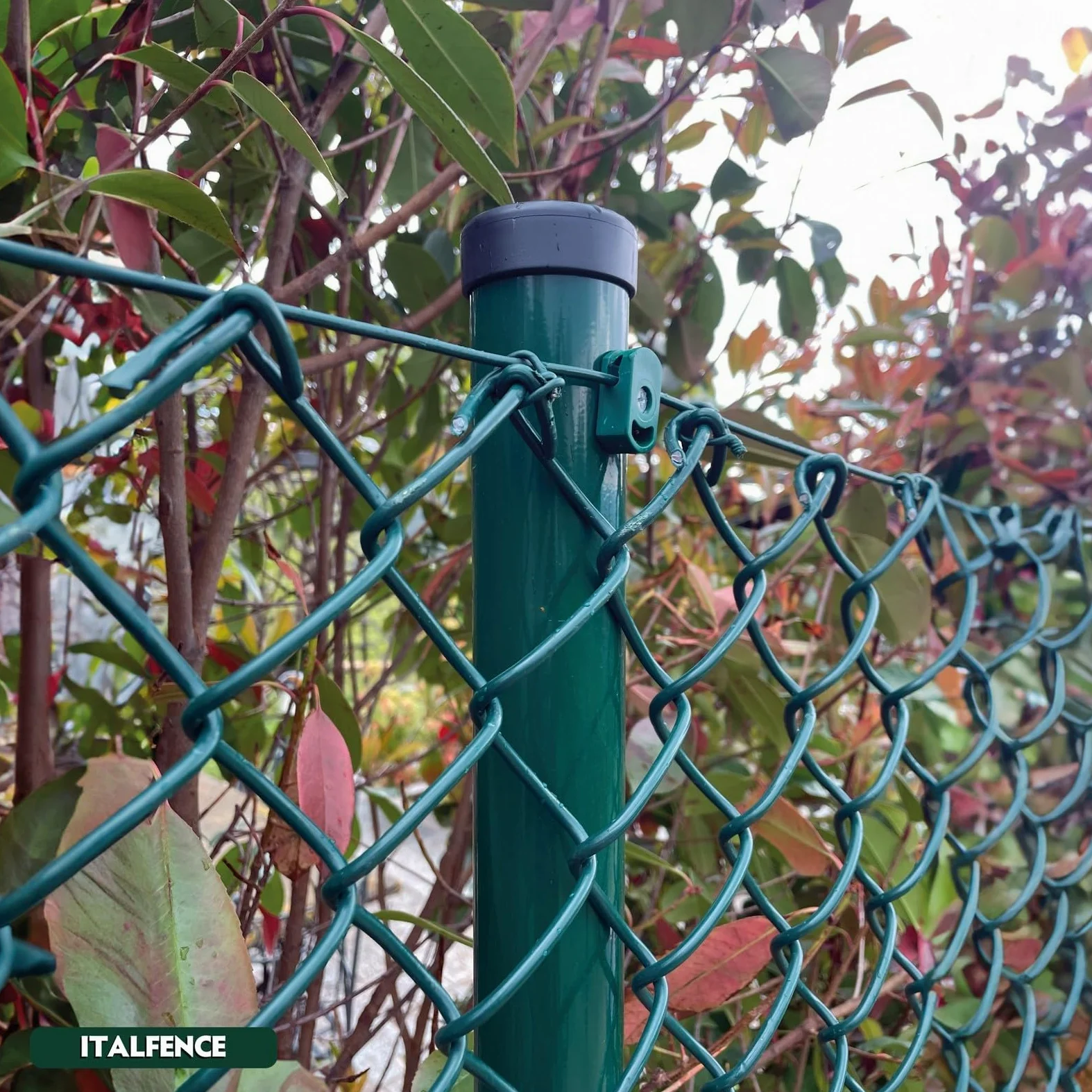 Set da 10 pali tondi tubolari in ferro plastificato verde [H225cm, Ø48mm]