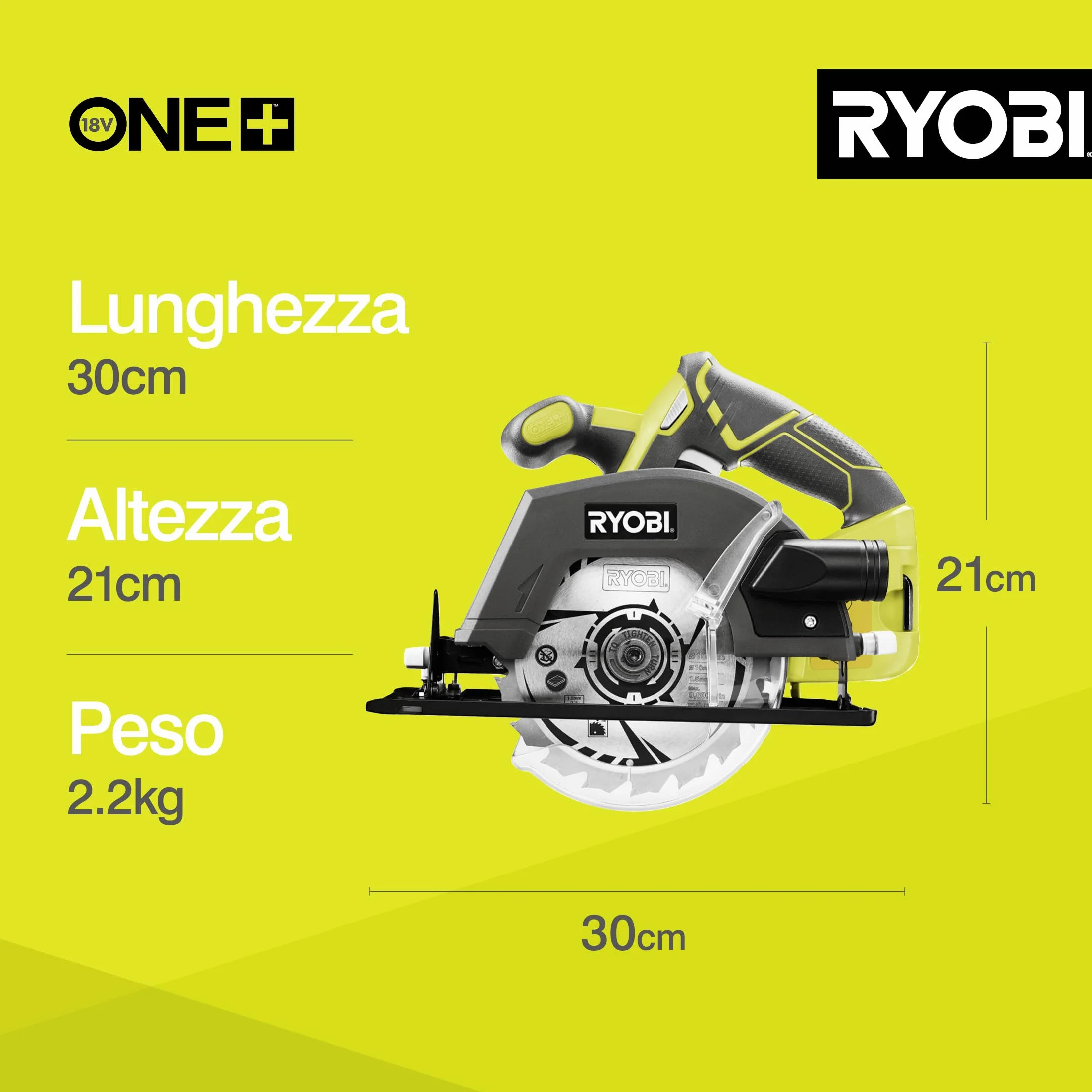 Ryobi R18CSP-0 Sega Circolare a Batteria 18V ONE+, Batteria Non Inclusa, Diametro Lama 150mm