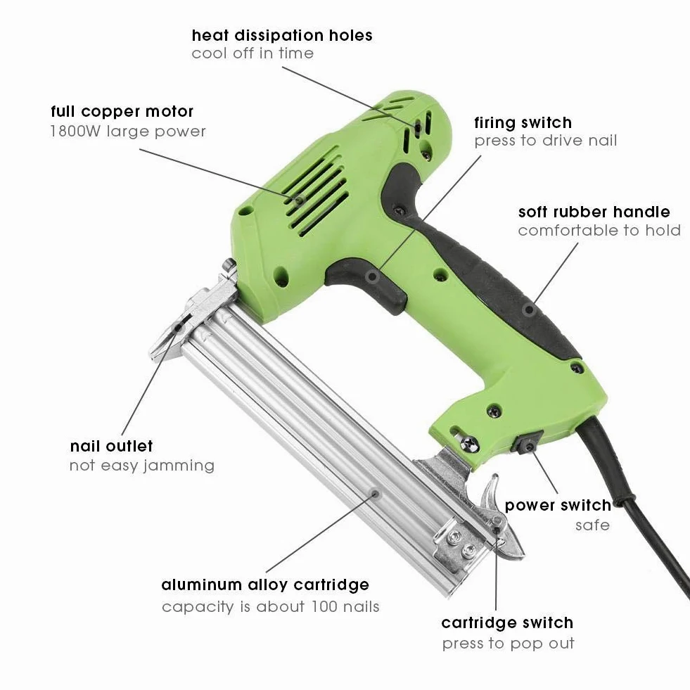 Pistola per chiodatrice elettrica per chiodatrice, strumento per inchiodatura manuale per mobili