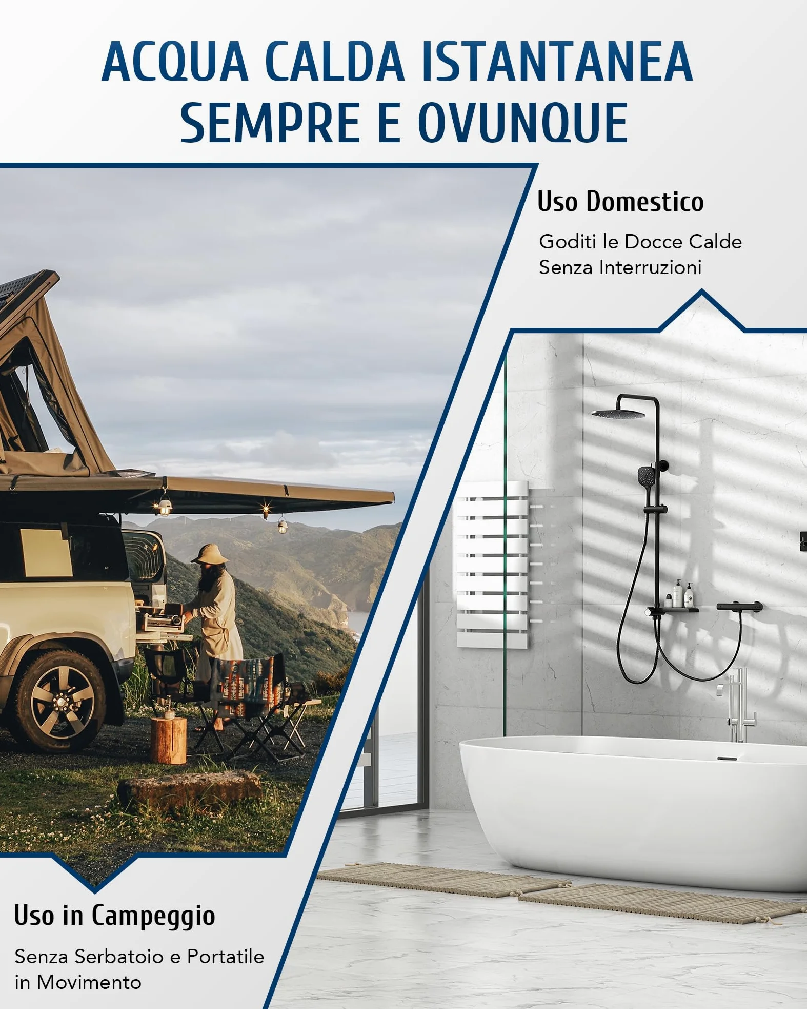 VONLUCE 8L Scaldabagno a Gas GPL 13,6 kW a Parete con Modalità Commutabili, Caldaia a Gas GPL Automatica Istantanea con Display a LED e Nucleo in Rame