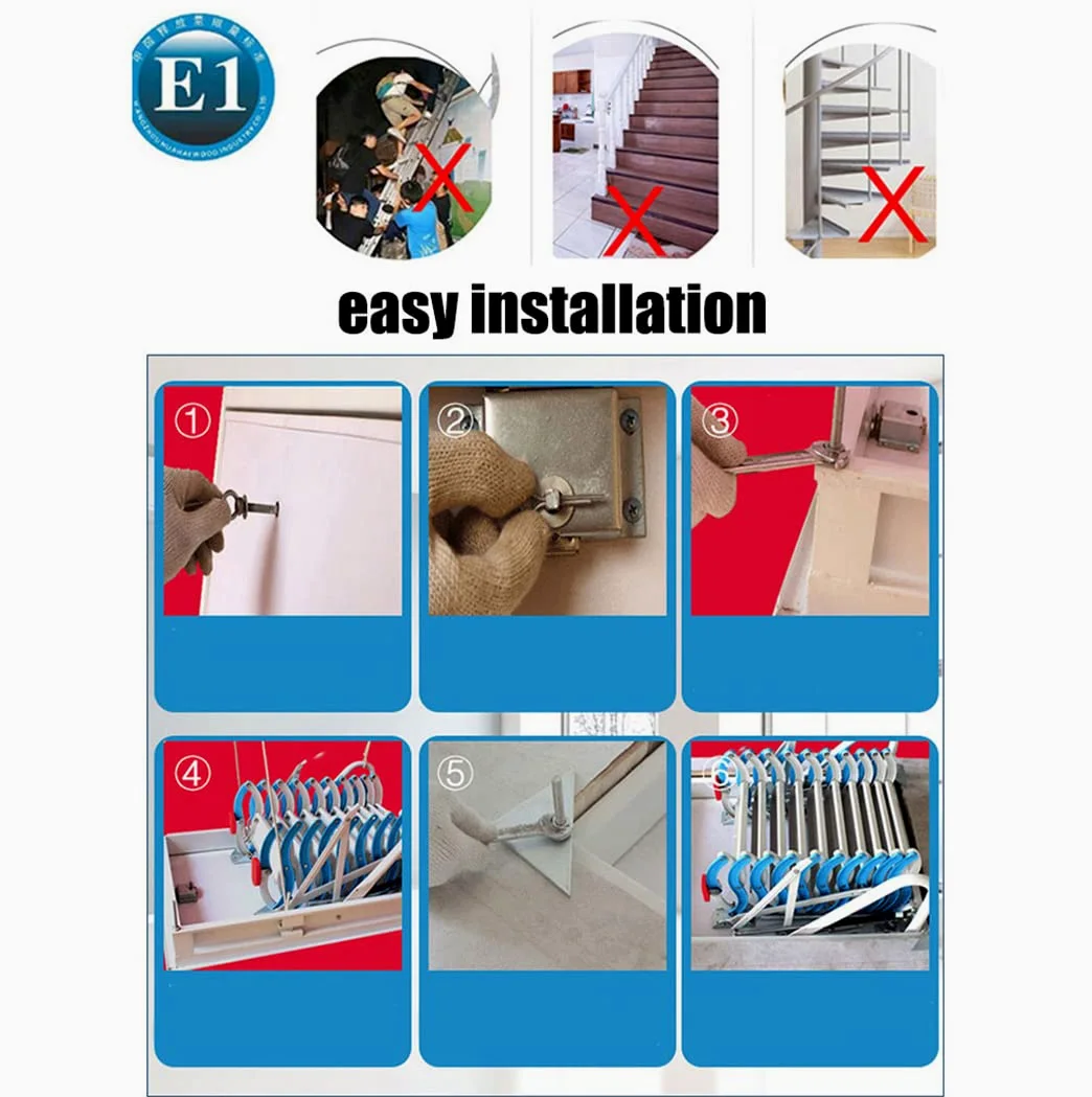 Scala elettrica per mansarda con corrimano, telecomando a soffitto, pieghevole, telescopica, personalizzabile (dimensioni del foro: 70 x 90 cm, altezza: 2,5 m)