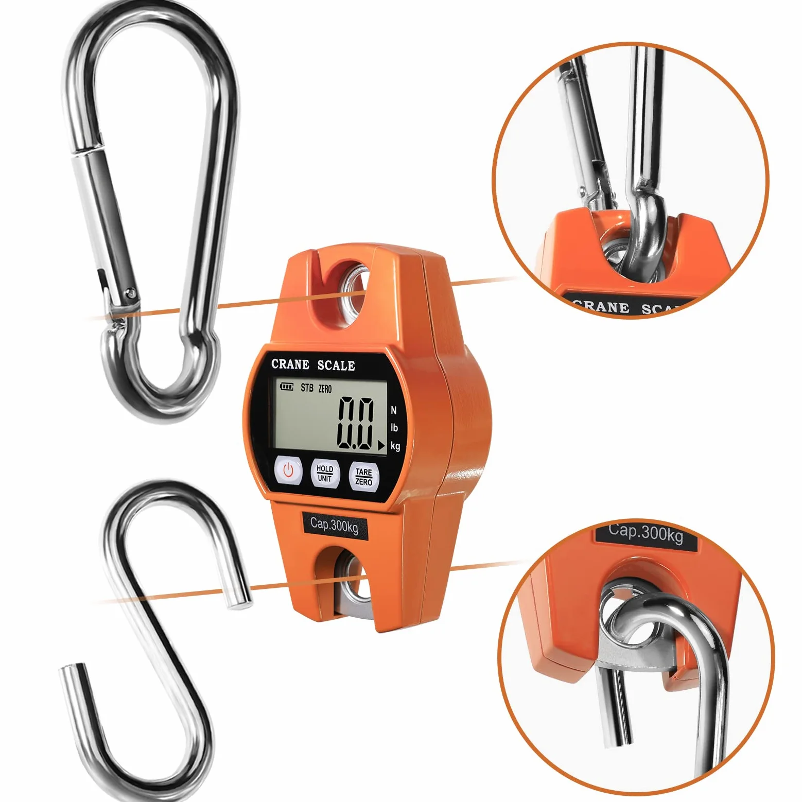 GRAM PRES Bilancia digitale per bagagli, portatile, 300 kg, per valigie, pesca, caccia all'aperto, display LCD