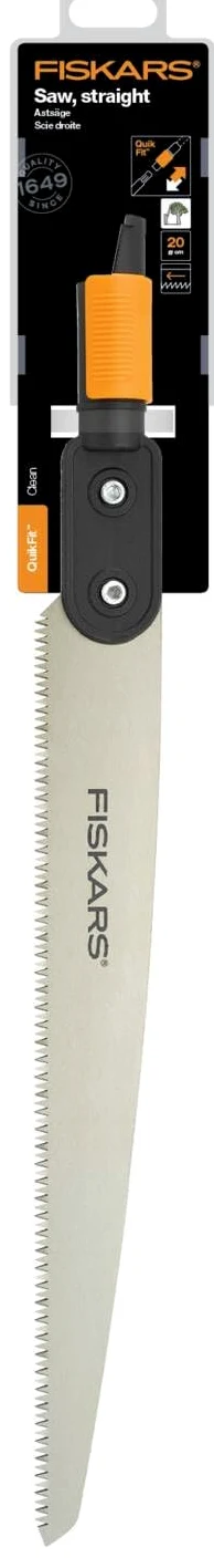Fiskars Seghetto dritto, Testa di attrezzo, Lunghezza: 52 cm, Acciaio temprato, Nero/Arancione, QuikFit, 1000692