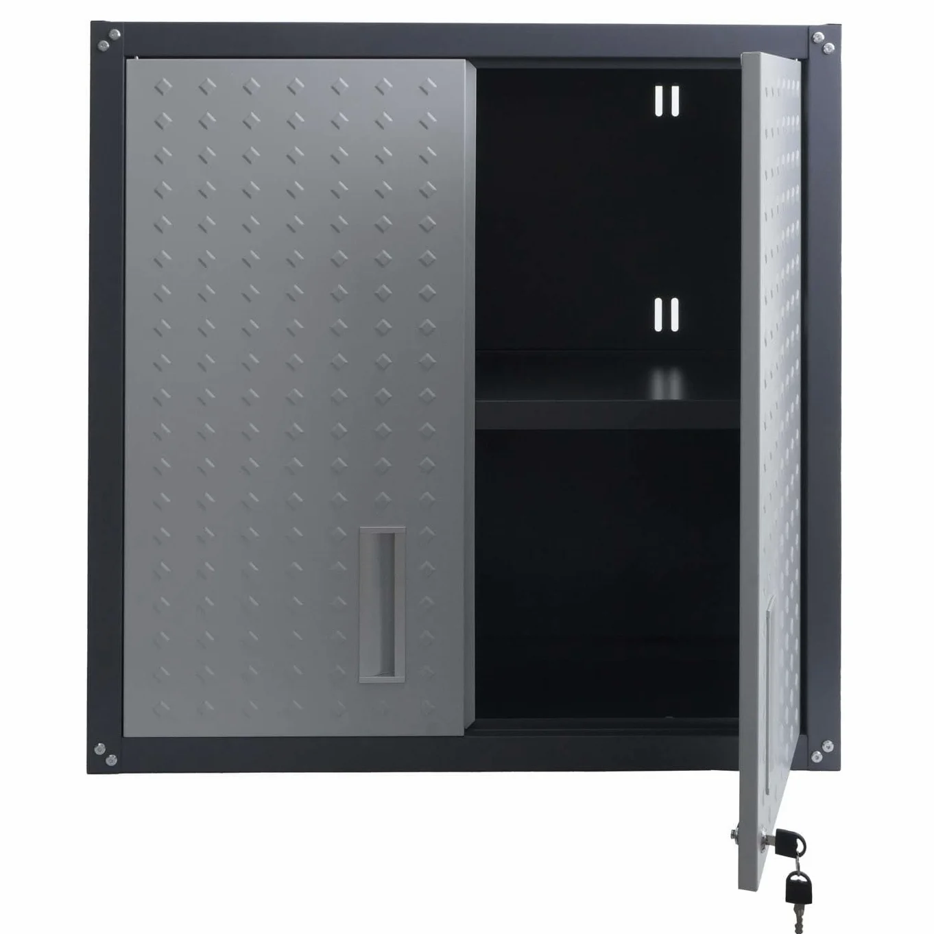 Mendler Armadio pensile HWC-O52, armadietto a muro, garage, con serratura, in acciaio 77x77x31cm - grigio chiaro/grigio scuro