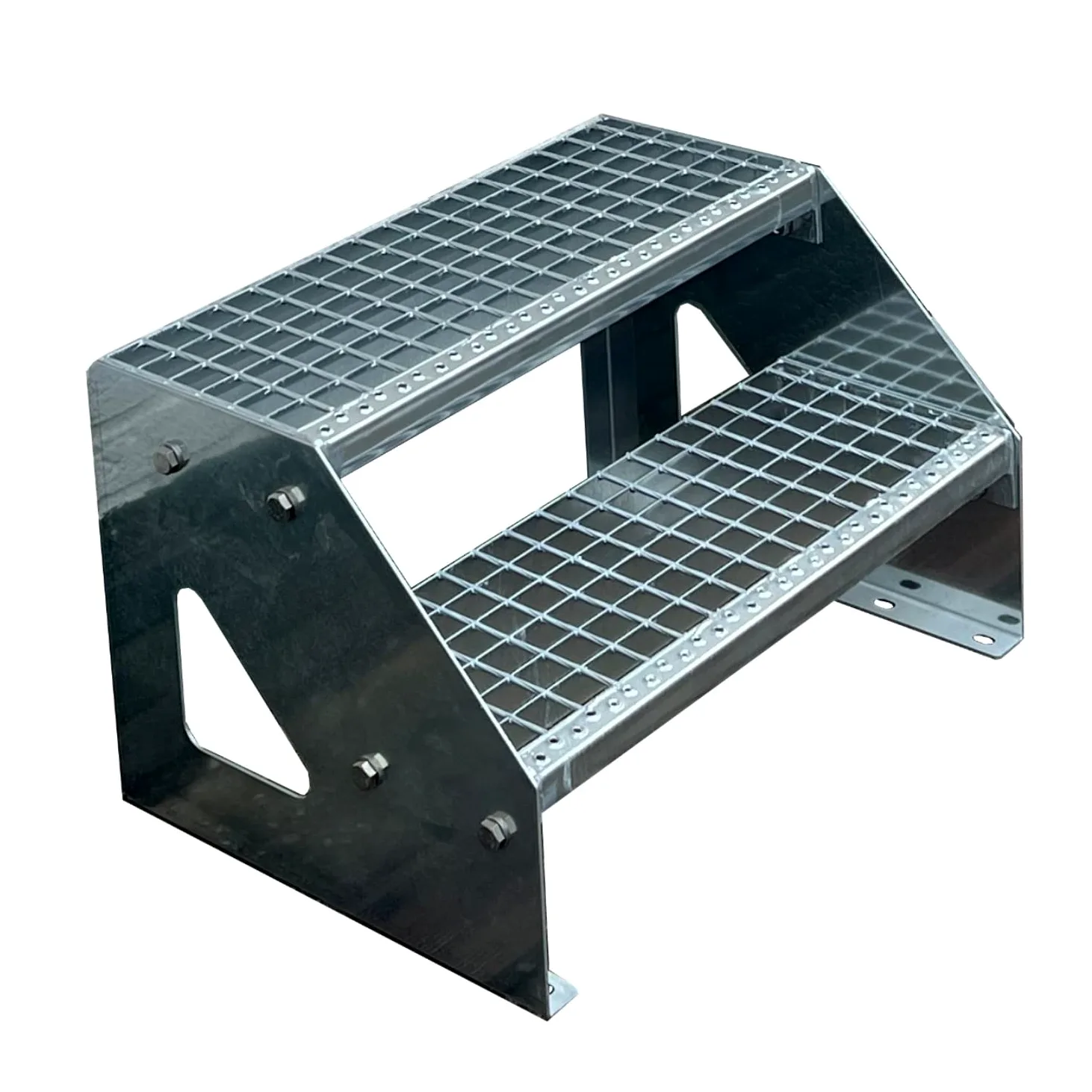 Scale con griglia in acciaio Premium 2 Gradini Scala autoportante Completamente zincata - Dimensioni (L x L x H) 44cm x 80cm x 38cm Resistente alle intemperie e alla corrosione