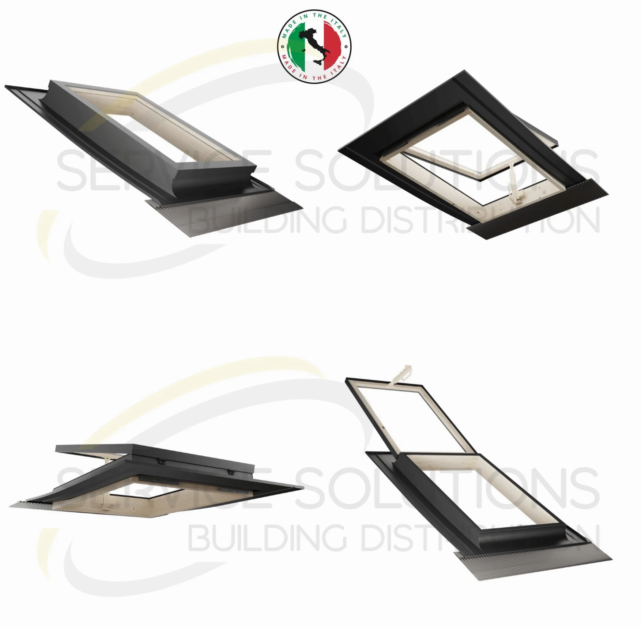 Lucernario Best Vasistas in Alluminio | Vetrata Isolante standard 4-9-4 | Interno Legno Abete | Maniglia in Plastica con 4 Posizioni di Apertura (CM 100X64 (BASE X ALTEZZA))