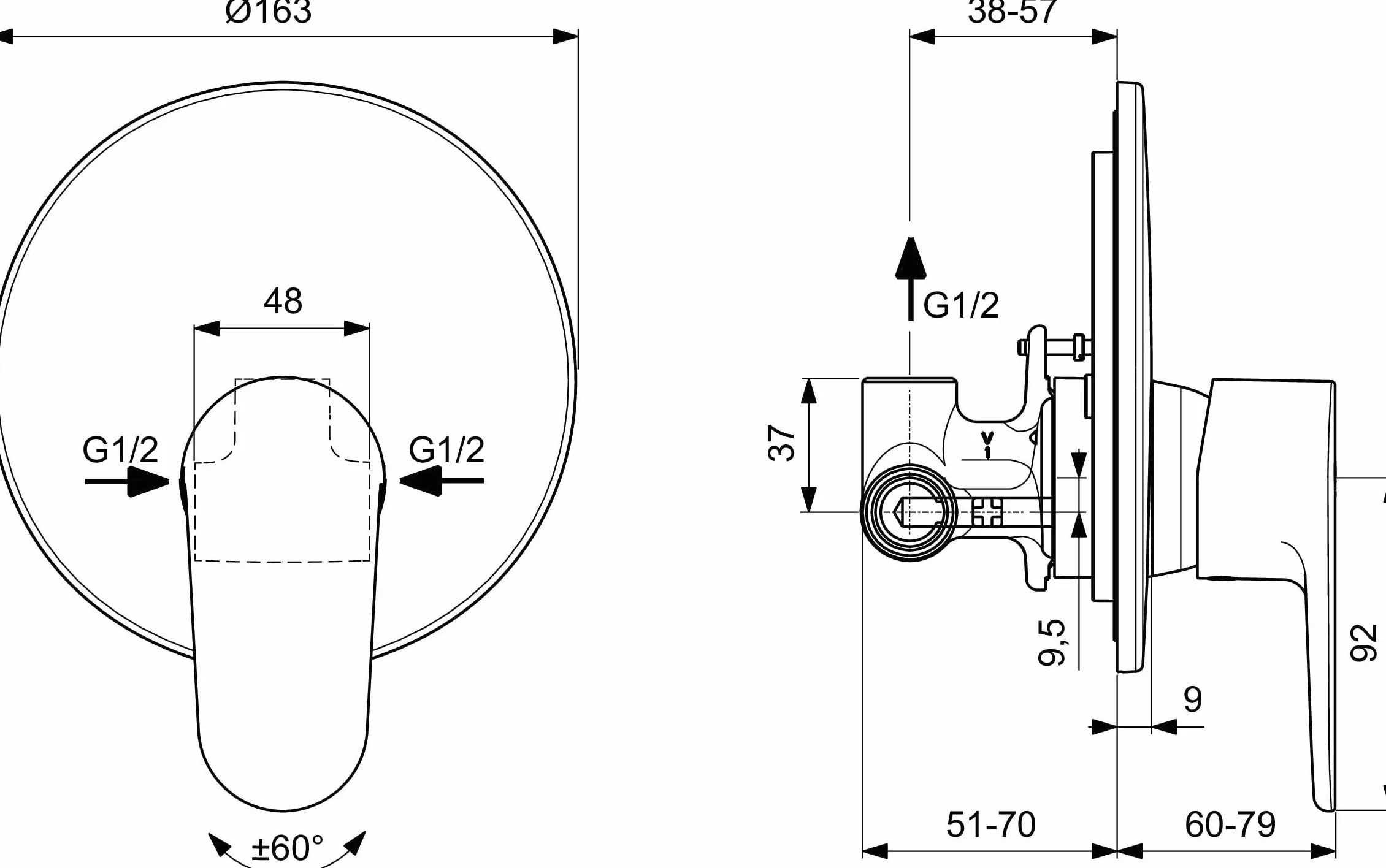 Ideal Standard - Cerafine O Miscelatore Doccia ad Incasso - Nero Seta