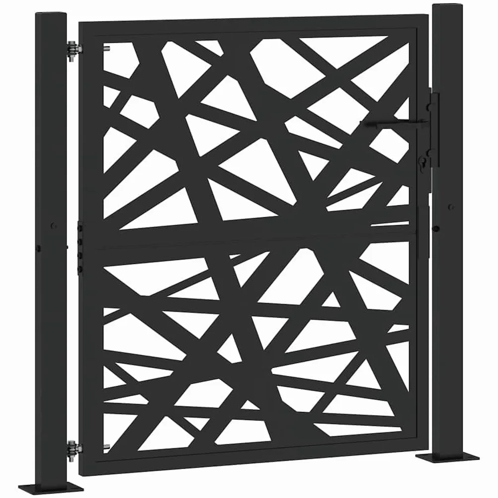 vidaXL Cancello Giardino Nero 100x100 cm in Acciaio Design Leggero, cancello della Recinzione, cancello Esterno, cancello del Metallo