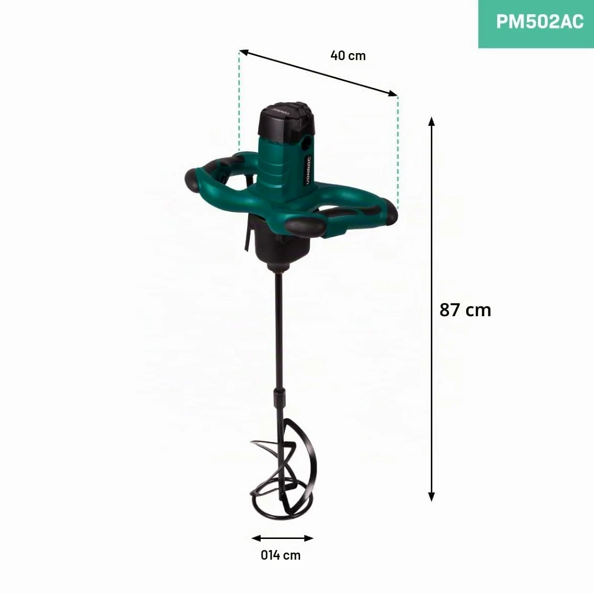 VONROC Miscelatore per malta cemento vernice e calcestruzzo 1800 W - 2 velocità - Avvio graduale (Soft start) - Cavo in gomma da 3 M - Frusta 140x600 mm incluso