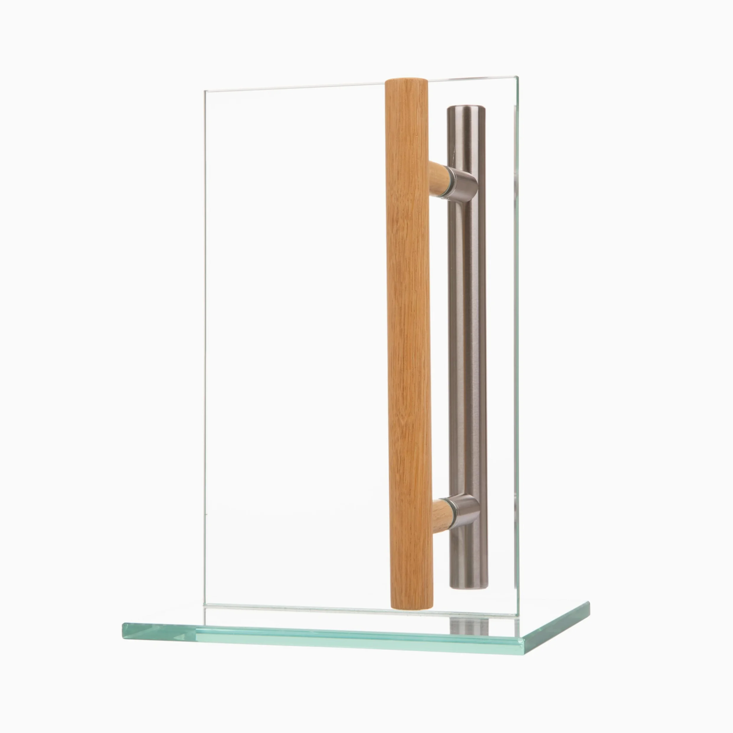 MLS Maniglia per sauna e SPA, Coppia di Maniglie per Porte, Sensazione Piacevole al Tatto, Combinazione di Maniglie in Acciaio Inox e Legno, per Porte Interne in Vetro e Legno, 600 mm
