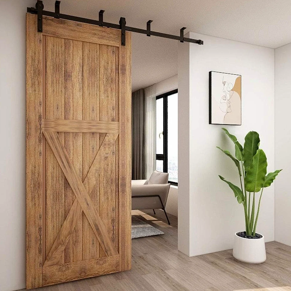 CCJH 183cm/6FT Kit di Binario per Porta Scorrevole a Soffitto, Kit di Pista per Porta in Legno Singola (Forma J)