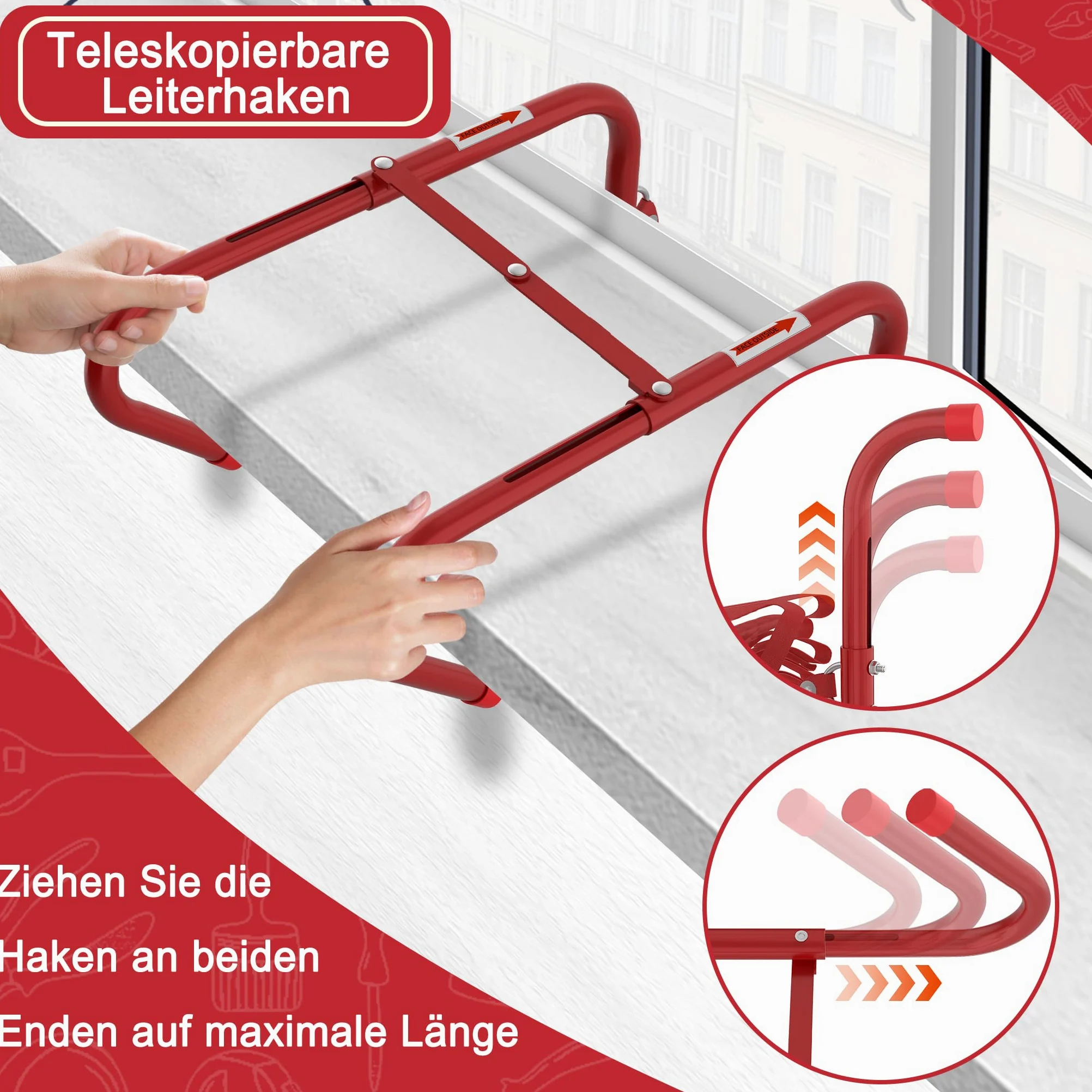 YRHome Scala di salvataggio pieghevole in alluminio, 15 m, per uso domestico, scala di sicurezza pieghevole, scala antincendio, per situazioni di emergenza, 450 kg, per casa, ringhiere, balcone