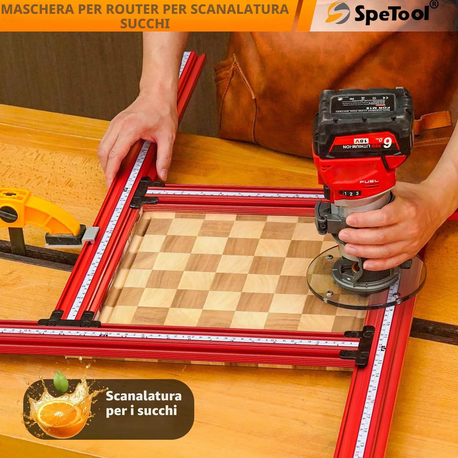 SpeTool Stencil di Fresatura Regolabile per Piani di Lavoro 650 mm x 650 mm - Router Jig per Lavorazione del Legno - Crea Fessure Rettangolari e Quadrate