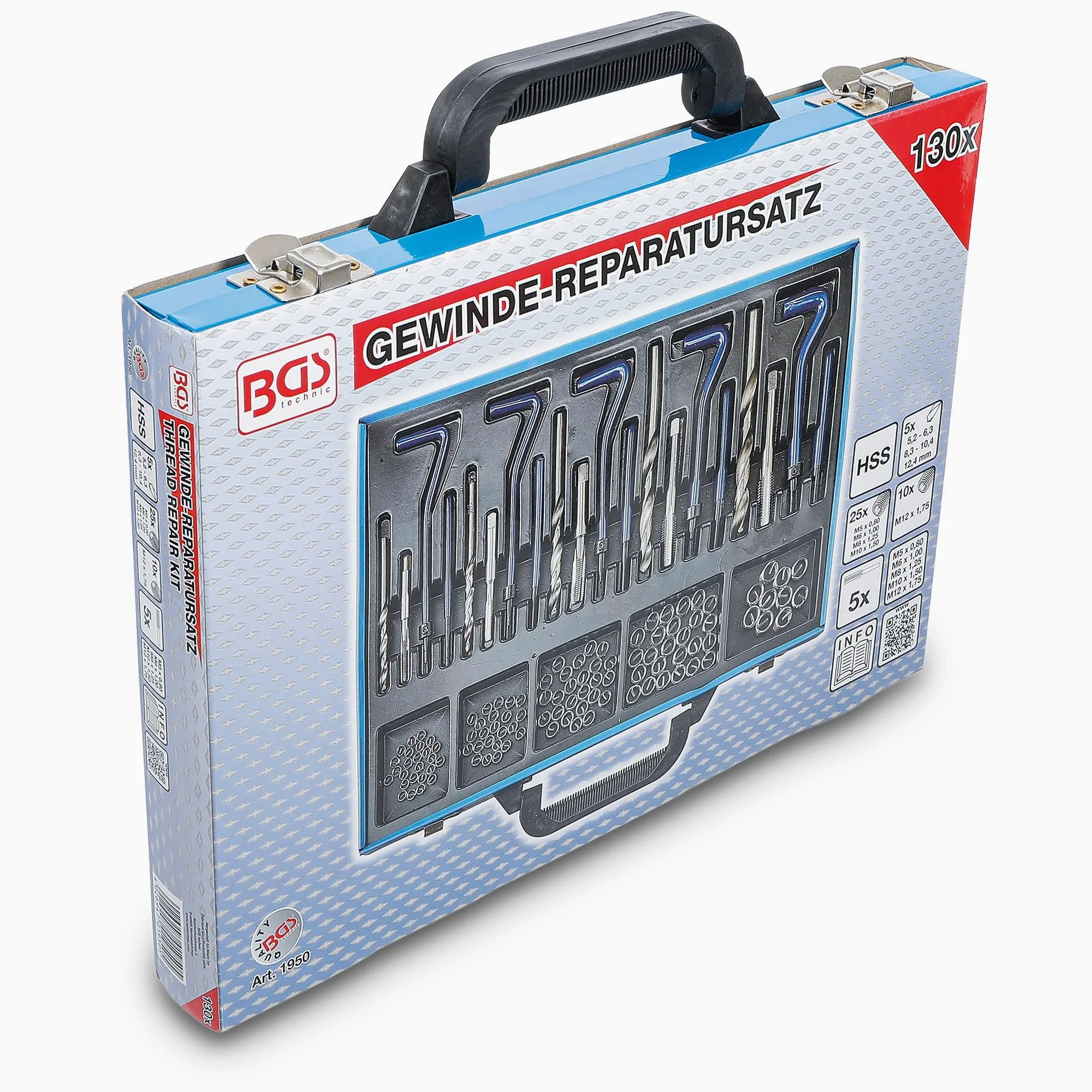 BGS 1950 | Kit di riparazione per filetti | M5 - M12 | 130 pz.