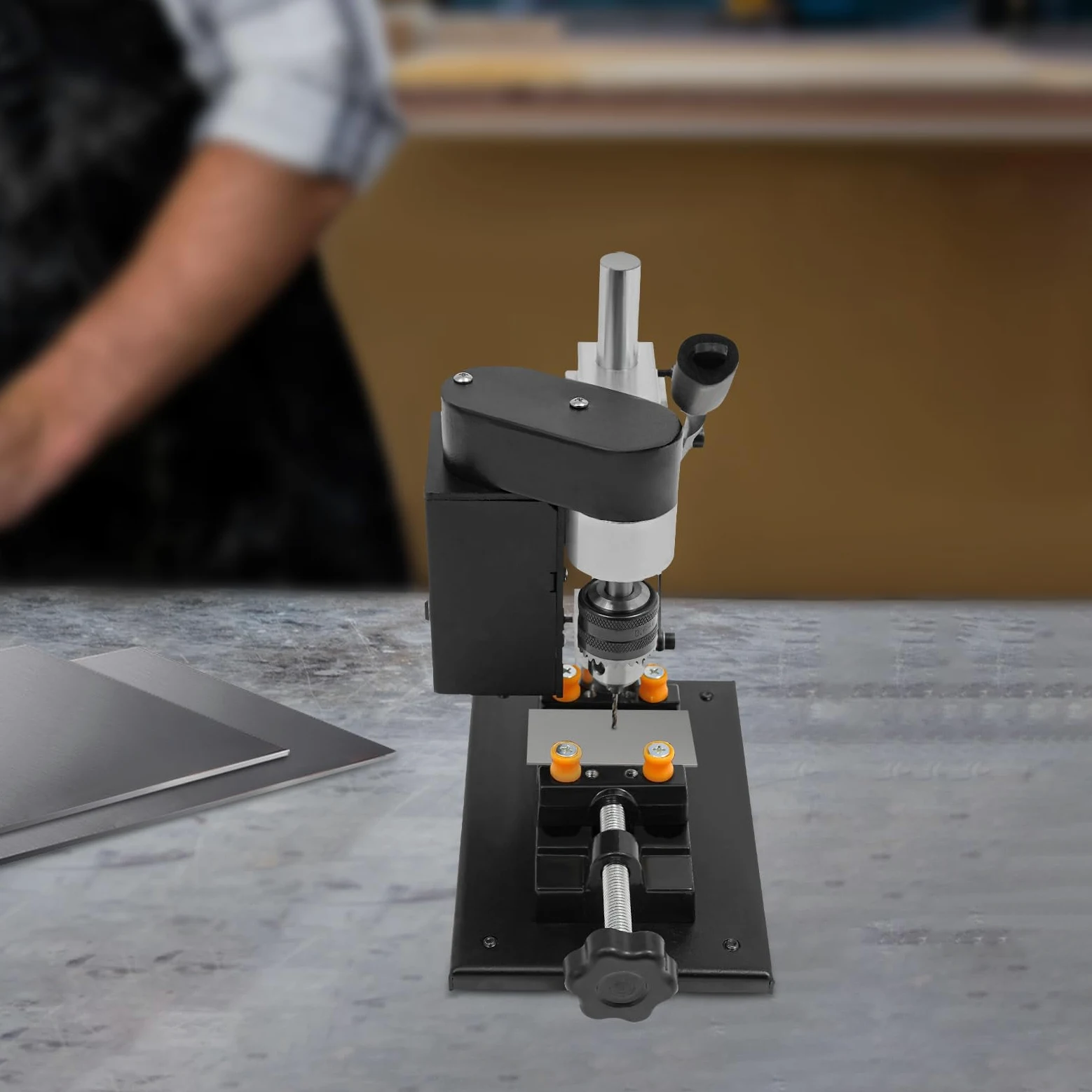 Mini trapano a colonna, potenza 250 W, regolabile in 7 livelli, corsa 50 mm, trapano elettrico a supporto per metallo, legno