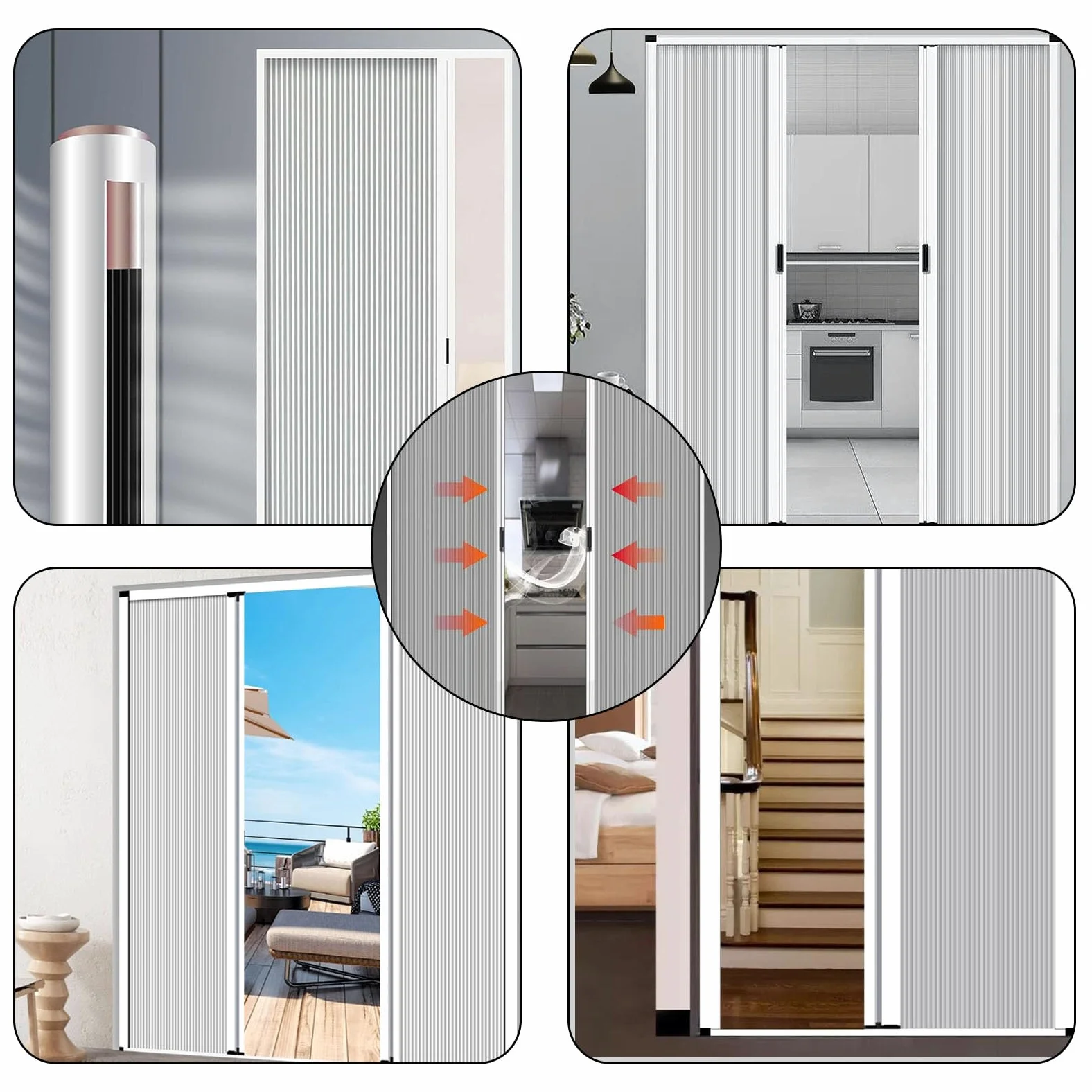 Porte oscuranti a fisarmonica per porta,Porta a soffietto for interni,Cancello pieghevole senza trapano,con Telaio in Lega Alluminio,Per Bagno Doccia Armadio Cucina Dispensa,cucina e