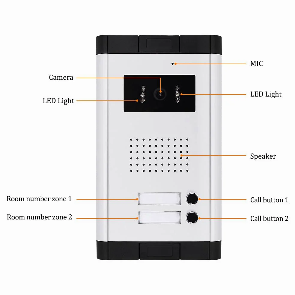 Due Vie Audio Porta Video Citofono con Schermo da 7 pollici Videocitofono Citofono Campanello per Casa/Sppartamento per 2 Casa