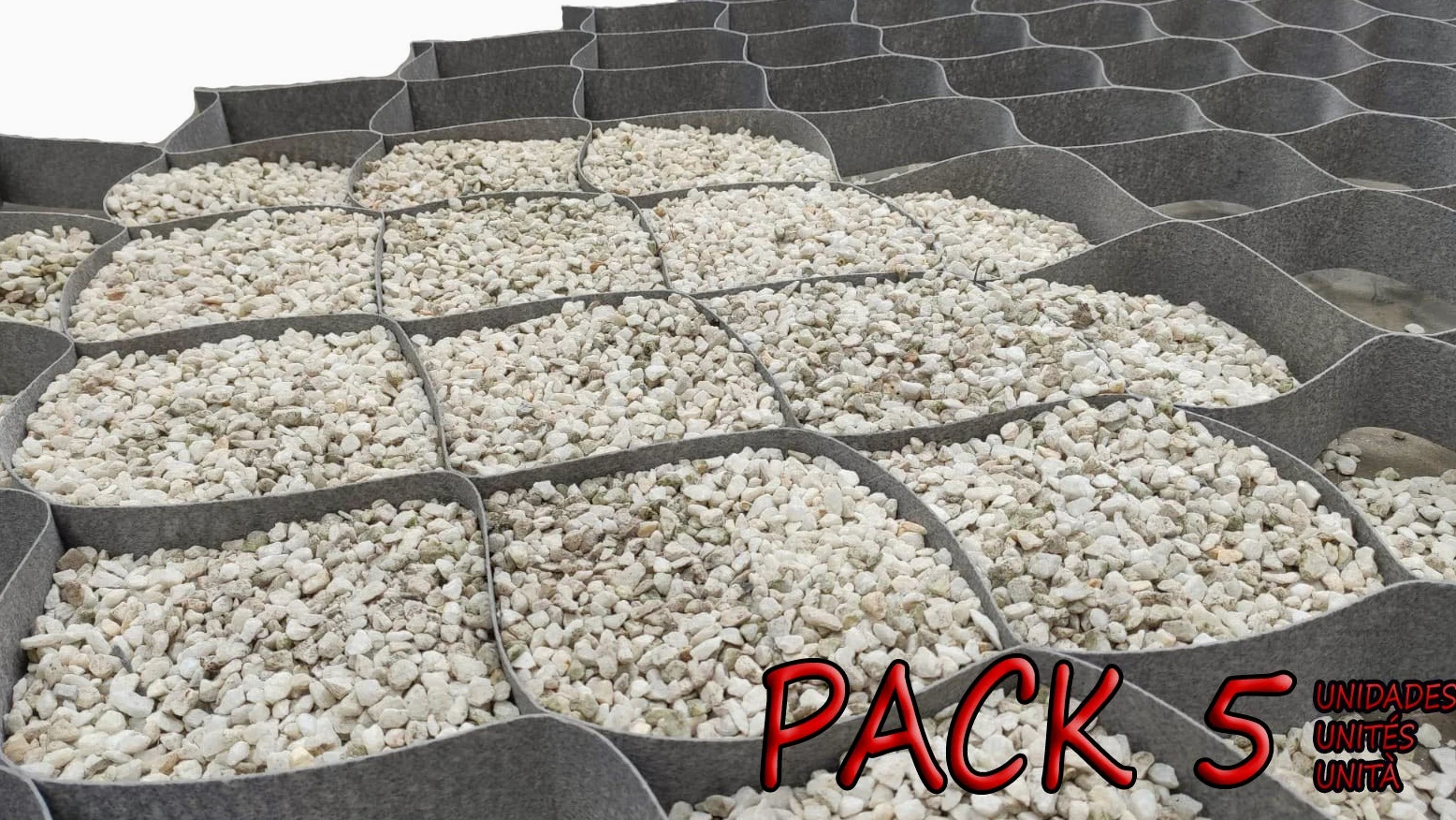 Stabilizzatore di Ghiaia – Pack 5 - 75 m2 – 5 cm di Altezza (15 x 15 cm) – 1 x 15 m