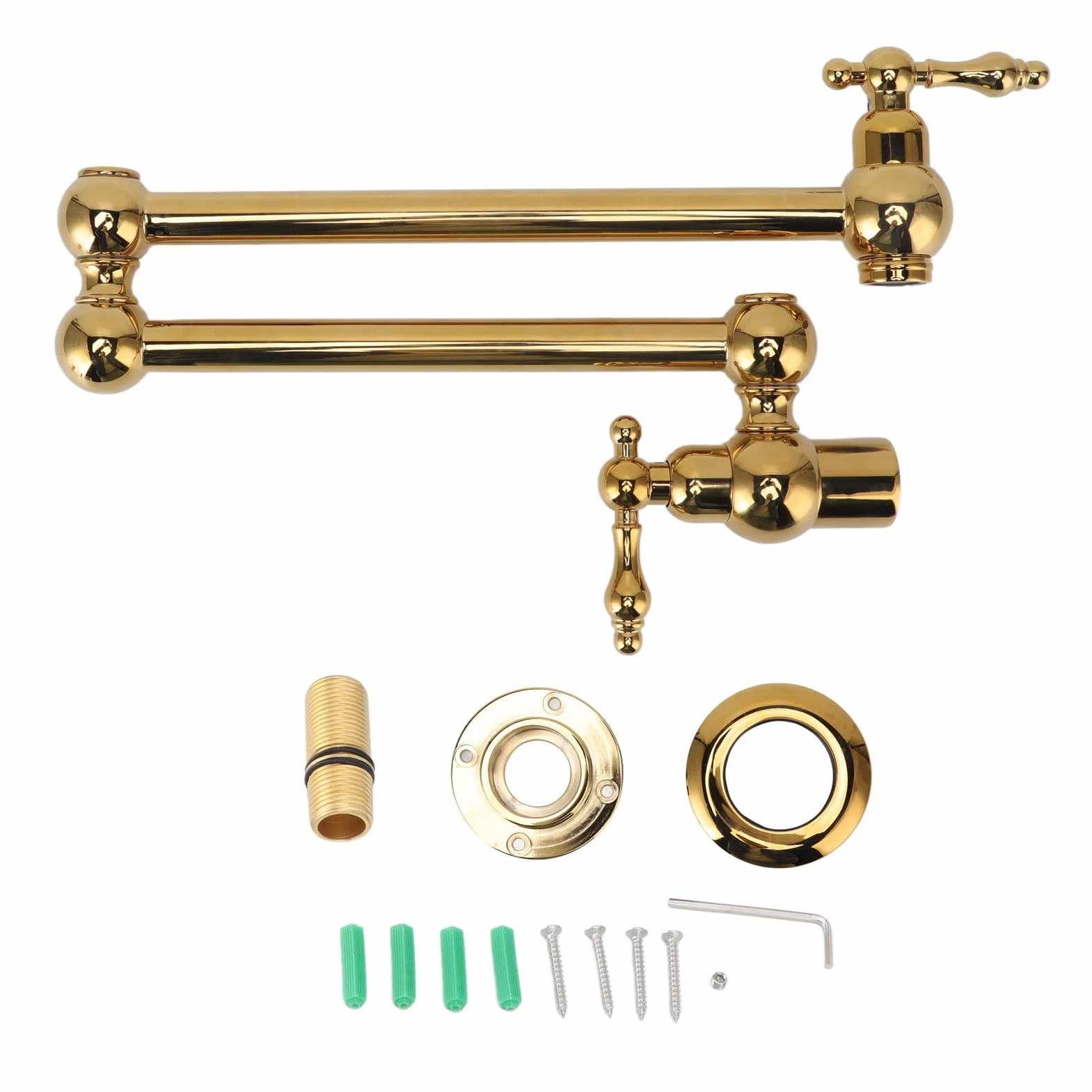 Rubinetto per Riempimento Pentole, Rubinetto da a Parete in Rame Rubinetto Freddo Singolo Estensibile Pieghevole con Braccio Oscillante a Doppio Snodo Rubinetto per Lavabo Estensibile(Titanio)