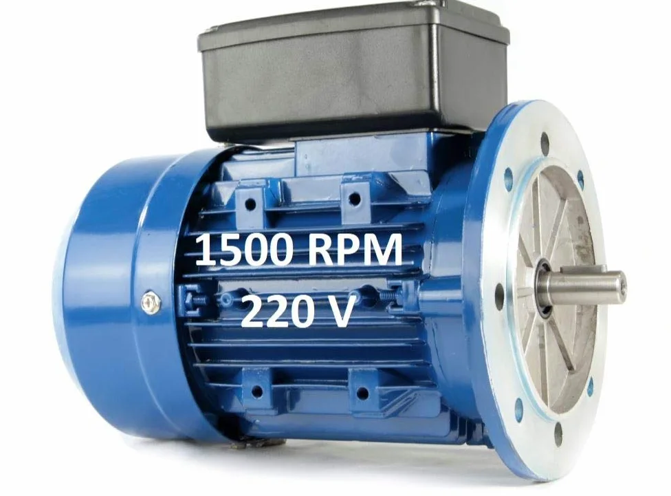 Motore elettrico monofase 1,5 KW/2 CV 220 V 1500 RPM B5 (flangia 200mm) Dimensioni 90L albero 24mm.