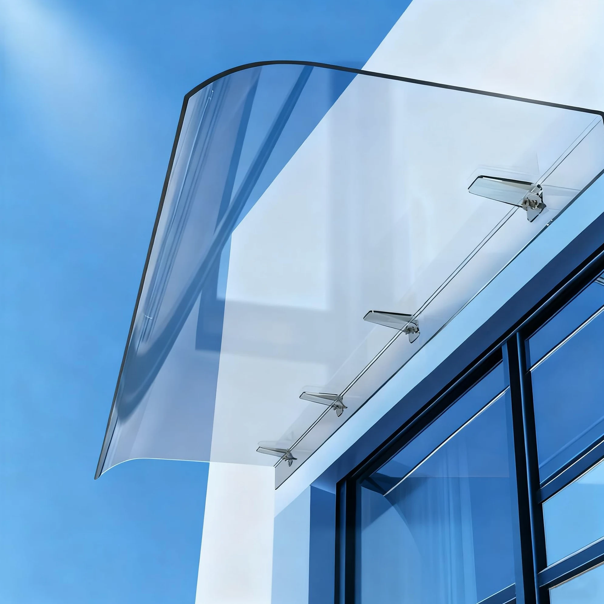 Pensilina Curva Trasparente in Policarbonato - Tettoia per Porta e Finestra, Copriporta Antipioggia, Resistente ai Raggi UV e Agenti Atmosferici, Spessore 3,5 mm 50x260cm