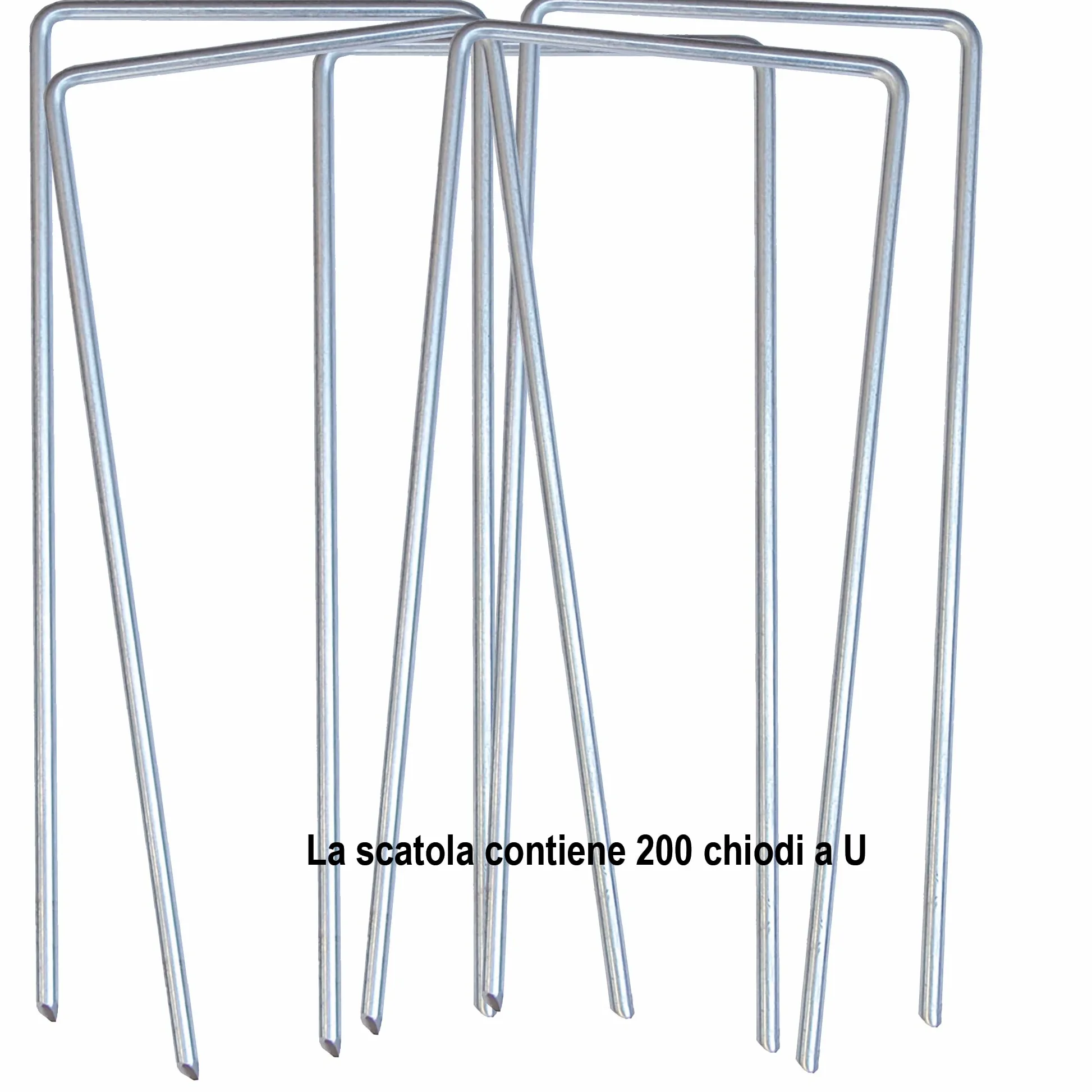 TENAX Chiodi U Special Lunghezza 22 cm, Larghezza 30 cm, 200 Pezzi, Chiodi per il Fissaggio al Terreno della Rete Salvaprato, Teli e Reti