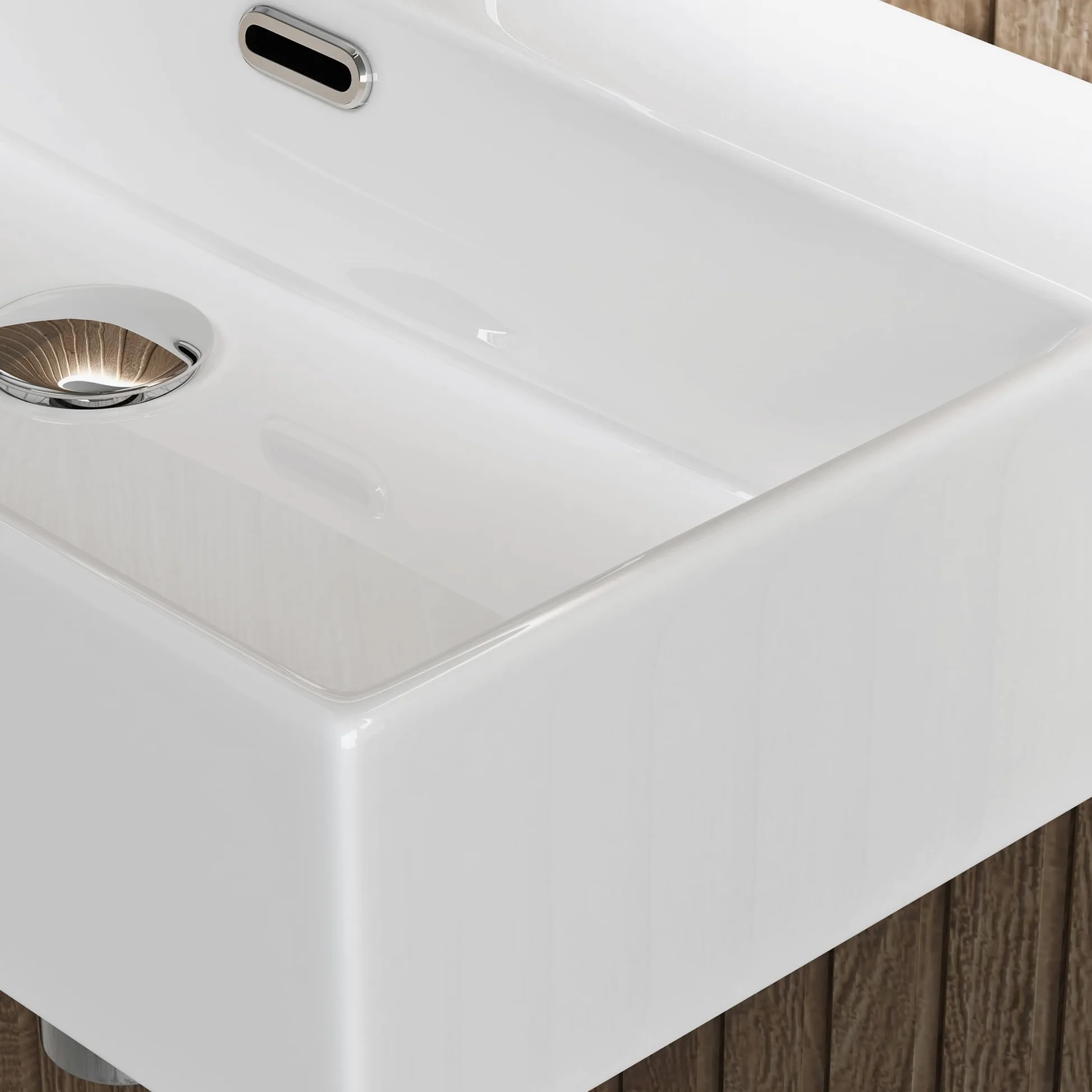 doporro Lavabo Bagno in Ceramica Bianco Lucido 60x36x13 cm – Lavabo Sospeso o da Appoggio Piccolo con Foro Rubinetto e Troppopieno, Brüssel206