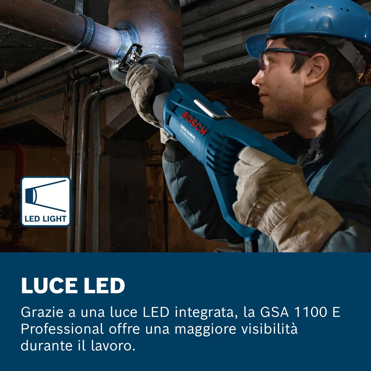 Bosch Professional Sega Universale Gsa 1100 e (Motore da 1100 Watt, Incl. 1 Lama S 2345 X per Legno, 1 Lama S 123 Xf per Metallo, in Valigetta)