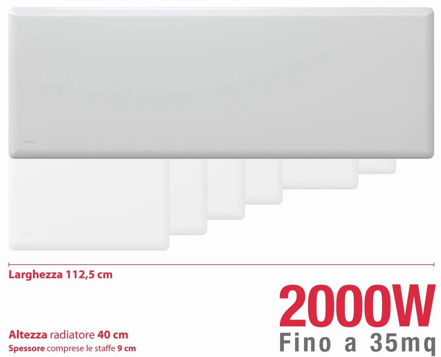 NOBO E82440020 Radiatore elettrico Norvegese 2000W con termostato NCU-2Te riscalda stanze fino a 35 mq, Bianco