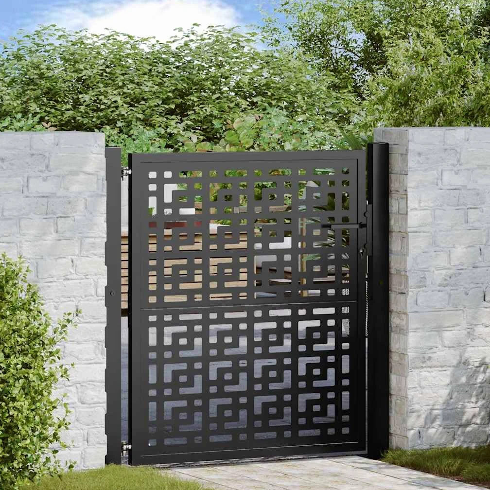 vidaXL Cancello Giardino Nero 100x100 cm in Acciaio Design a Croce, cancello della Recinzione, cancello Esterno, cancello del Metallo