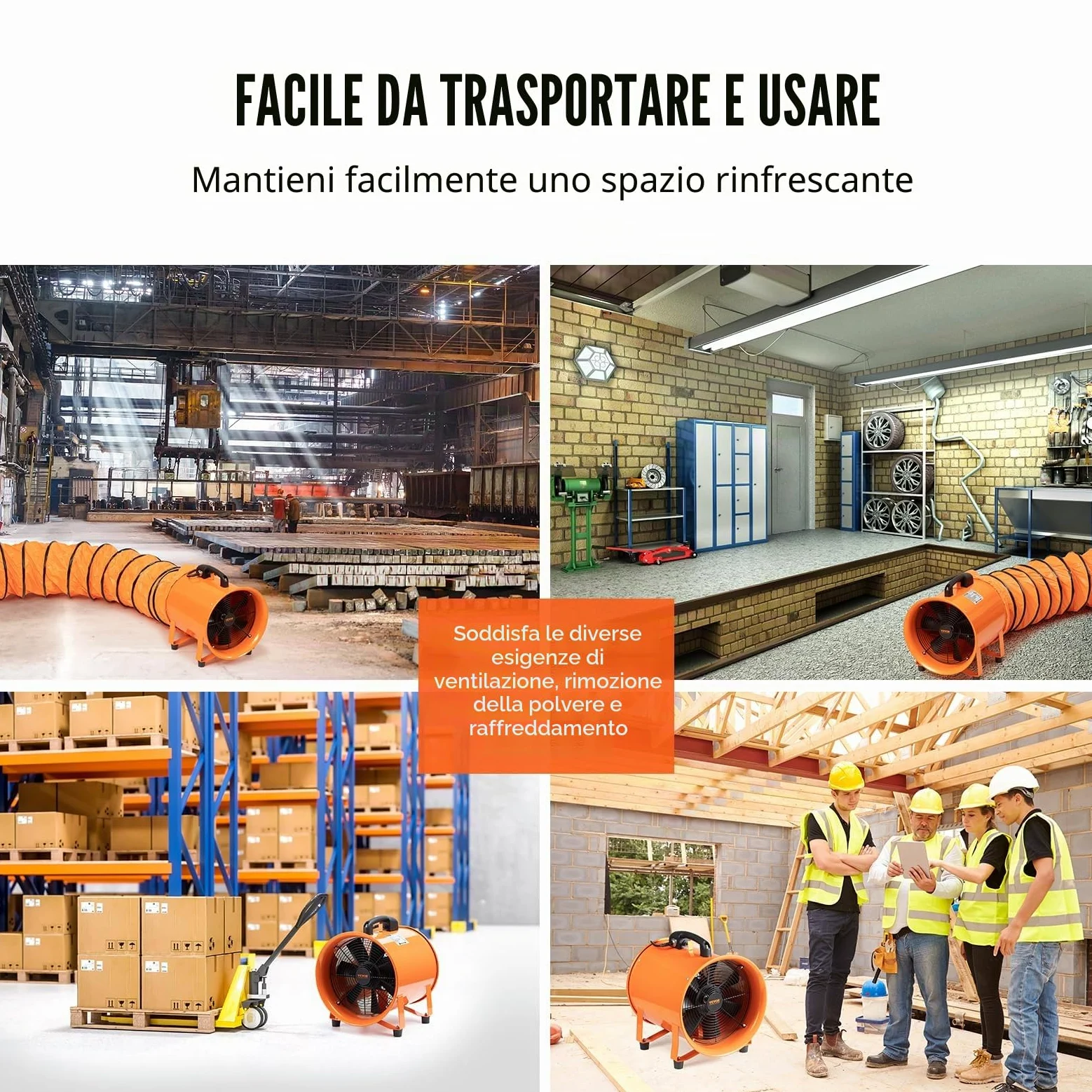 VEVOR Ventilatore di Scarico Motore 255W Estrattore d'Aria Condotto Industriale 254 mm Tubo di Scarico 5m Volume d'Aria 1720 CFM Ventilatore di Scarico per Estrarre Polvere Fumo Velocità 2830 giri/min